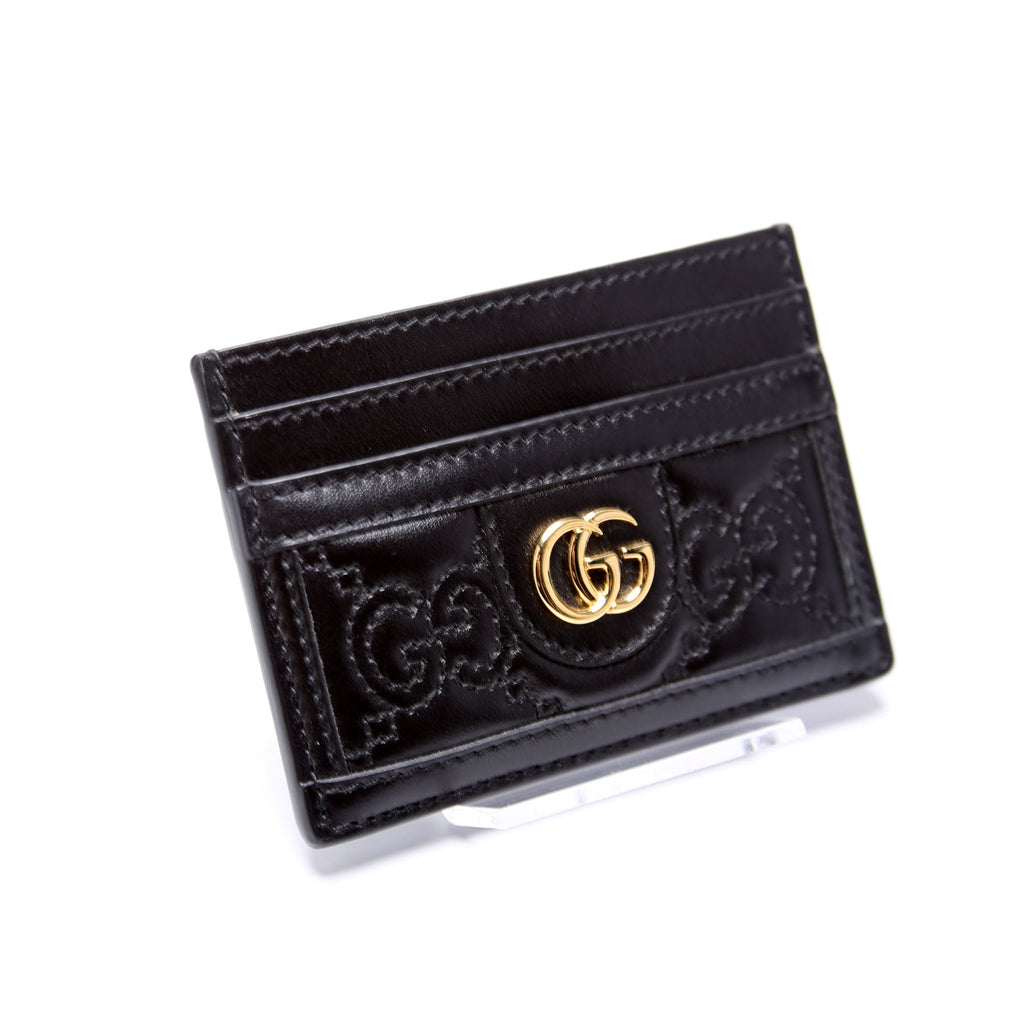 723790 GG Matelasse Card Holder Black