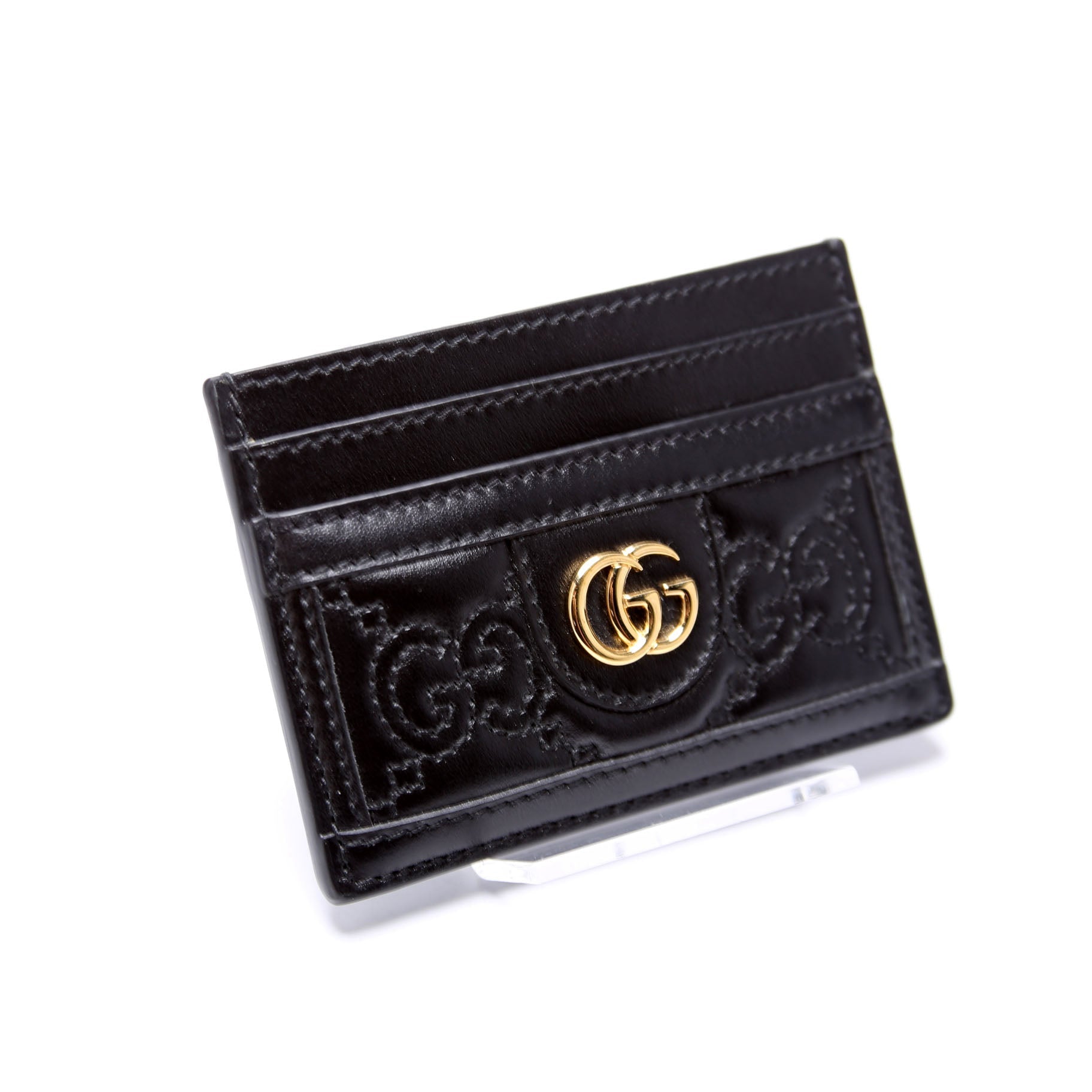 723790 GG Matelasse Card Holder Black