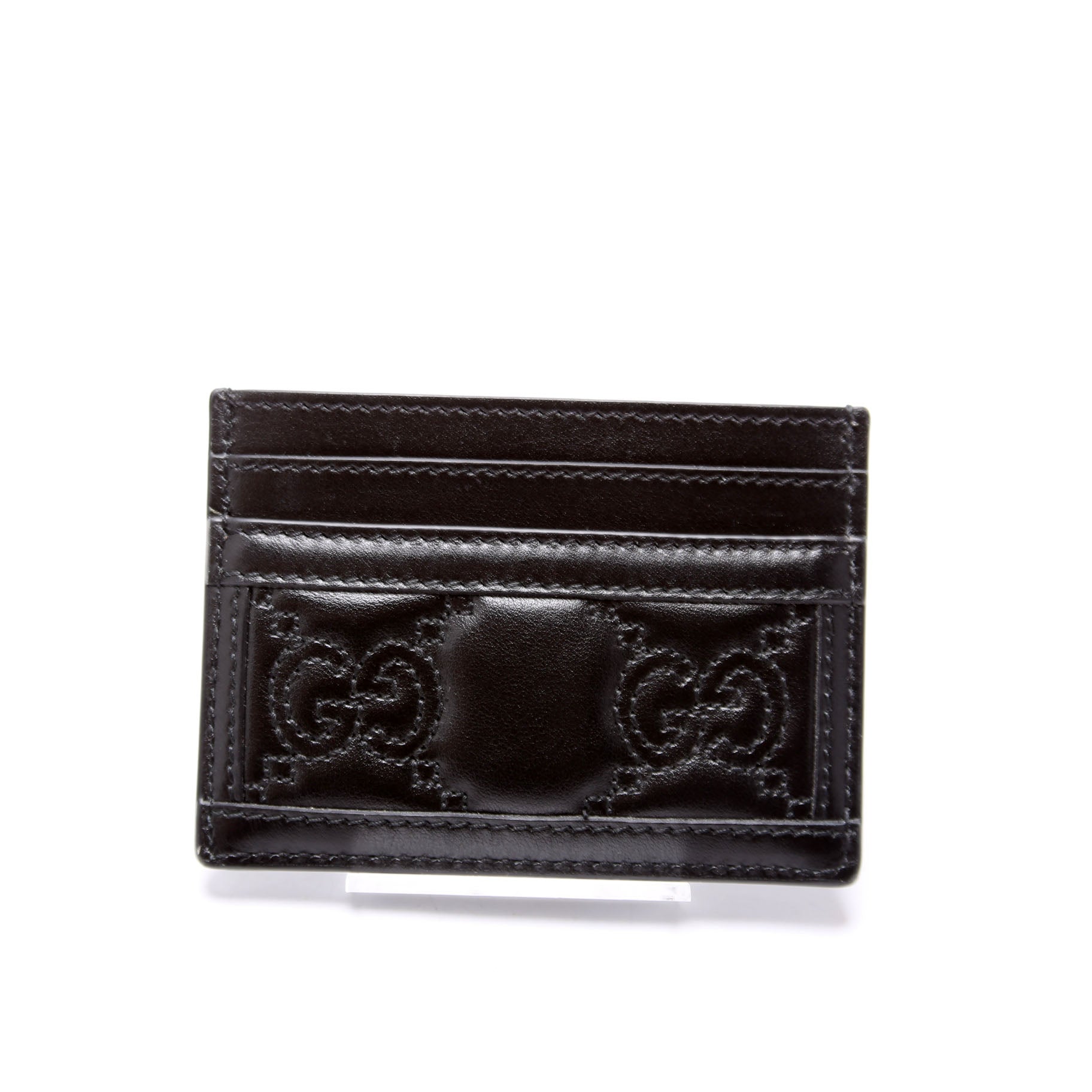 723790 GG Matelasse Card Holder Black