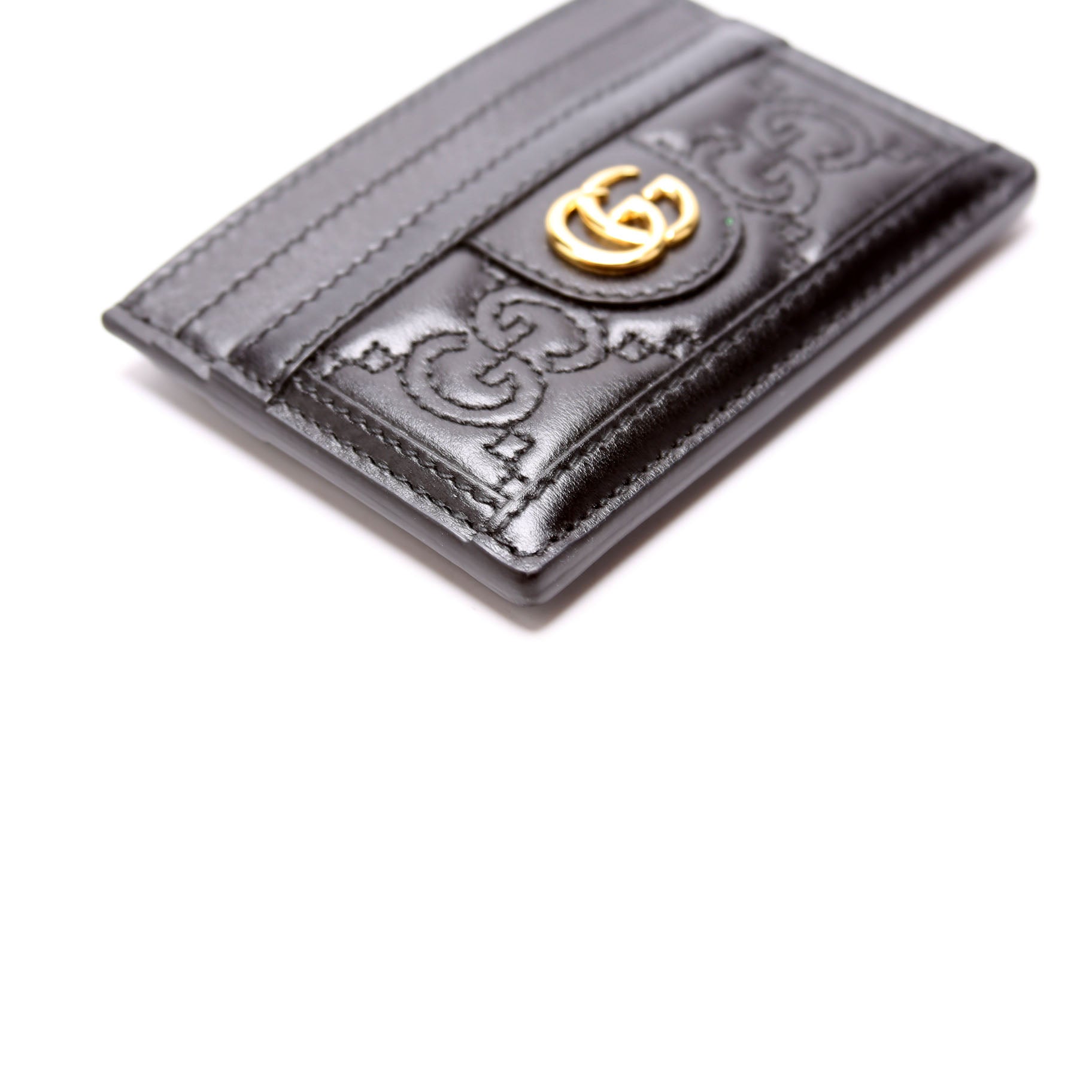 723790 GG Matelasse Card Holder Black