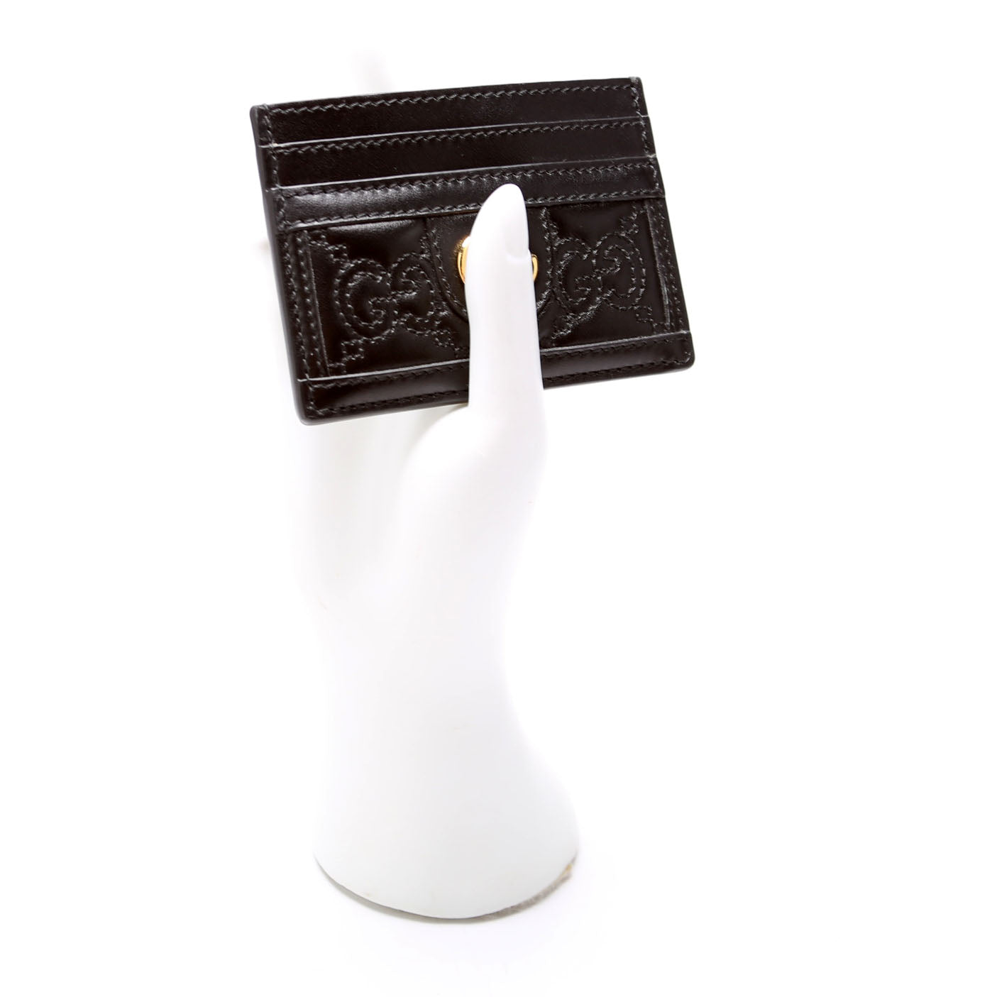 723790 GG Matelasse Card Holder Black
