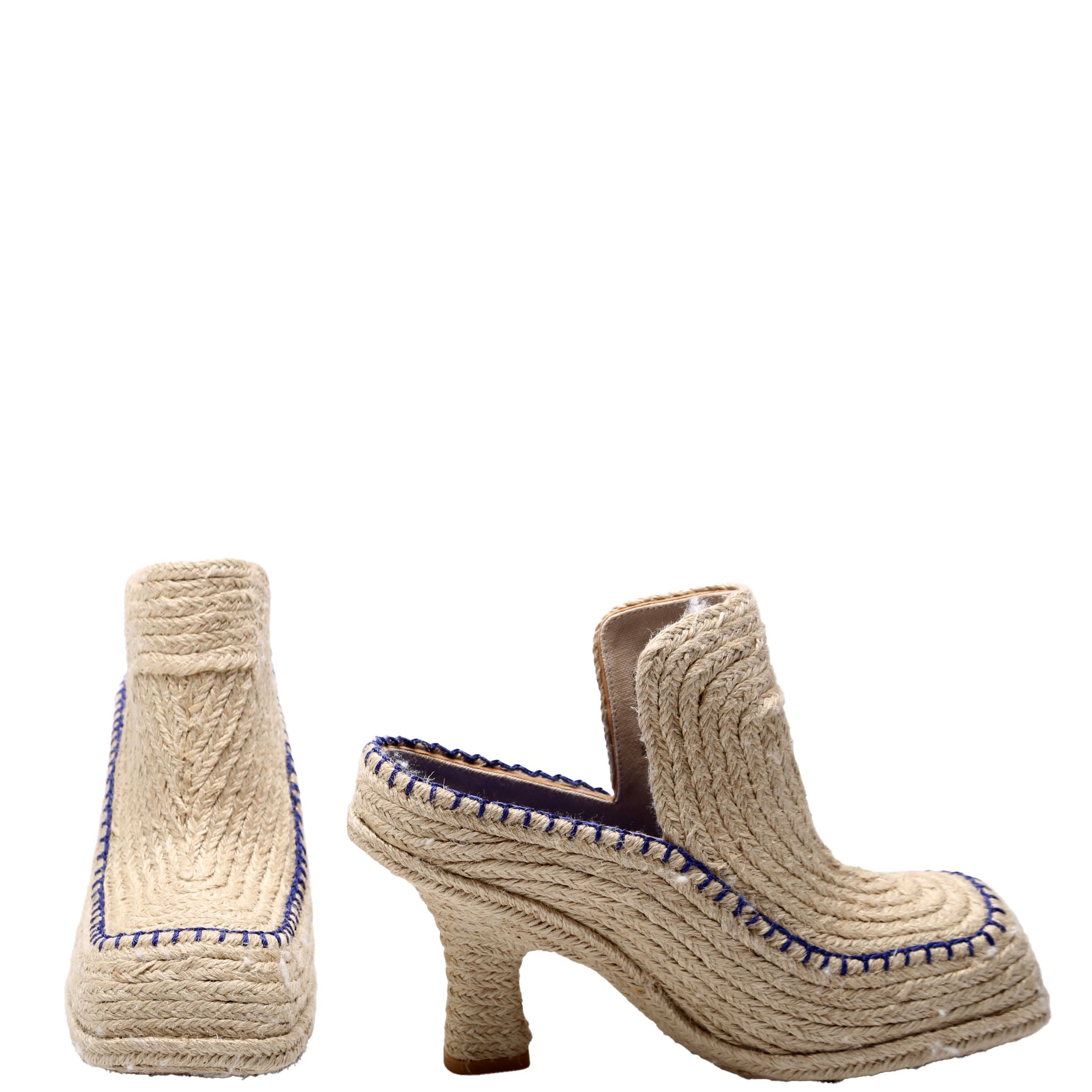 Highland Cord Mules Size 38 Beige/Blue