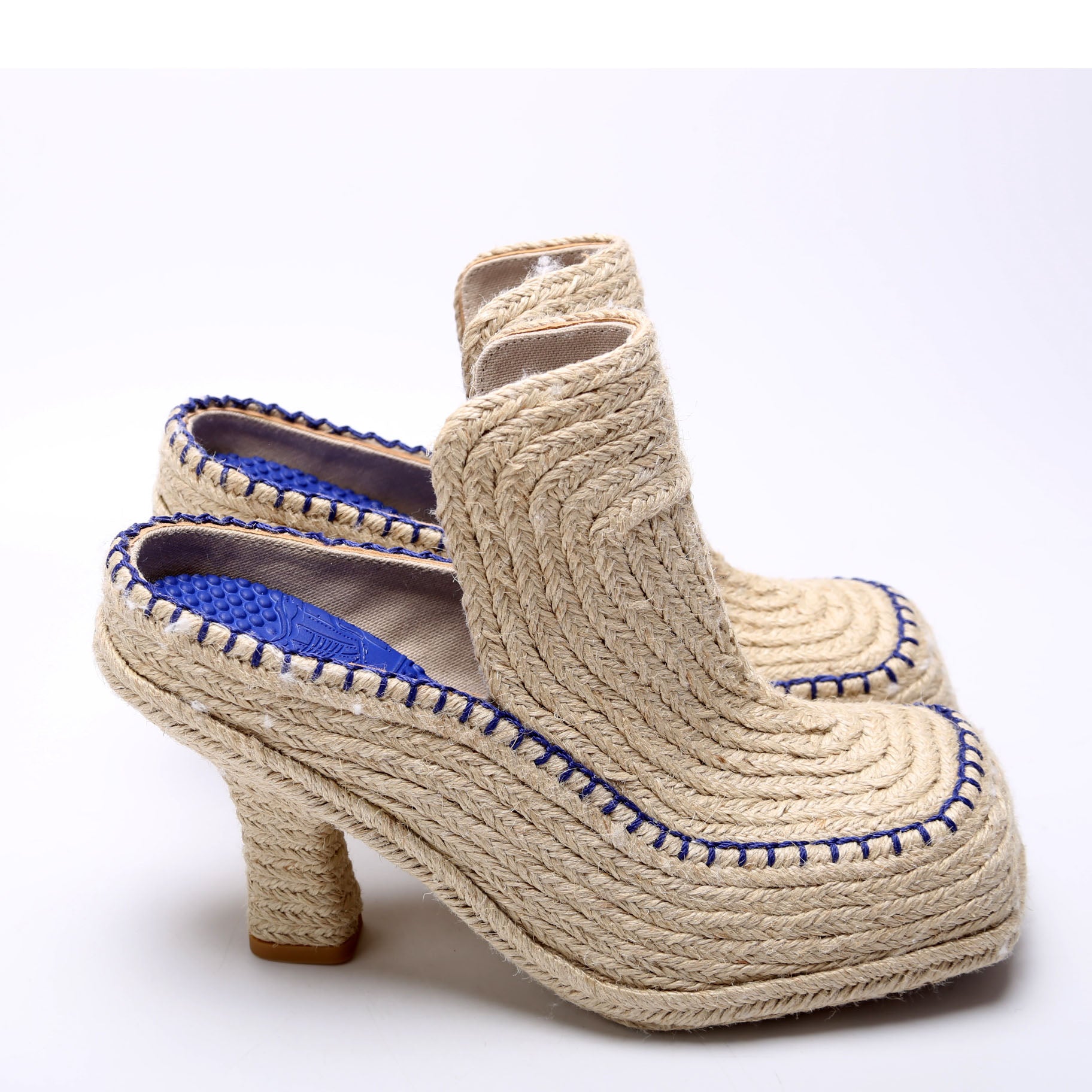 Highland Cord Mules Size 38 Beige/Blue