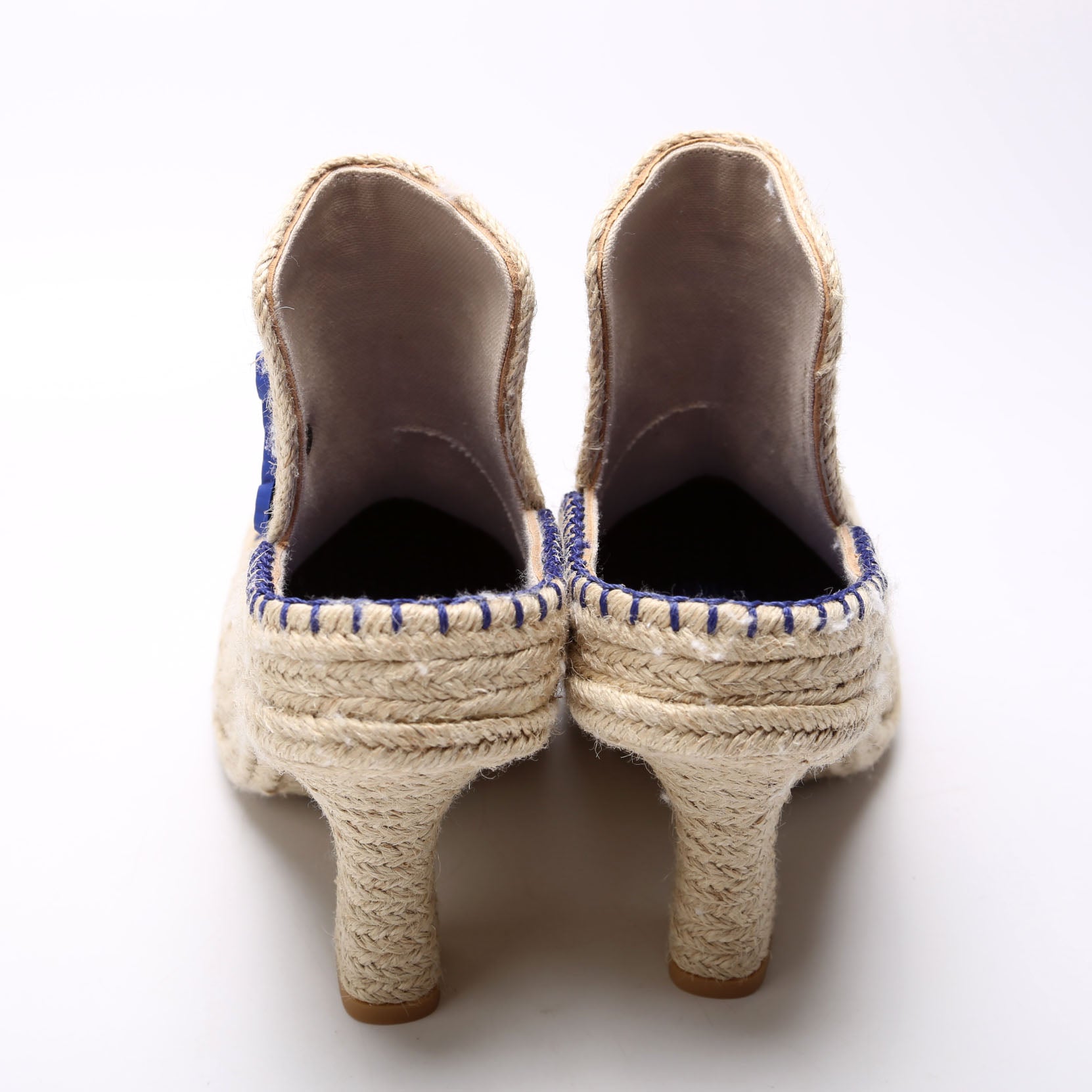 Highland Cord Mules Size 38 Beige/Blue