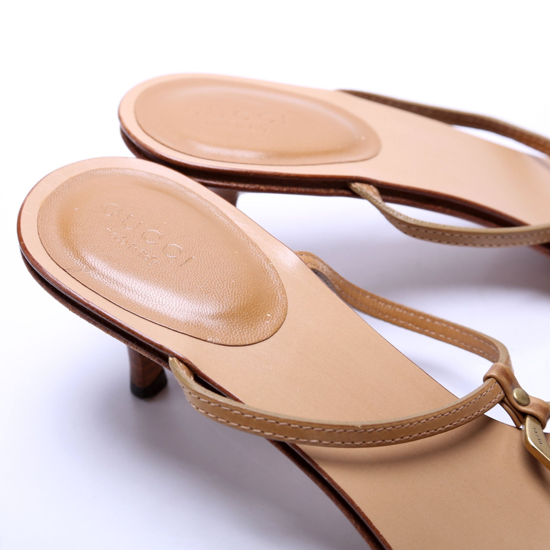 T Strap Kitten Heels Size 39 Brown