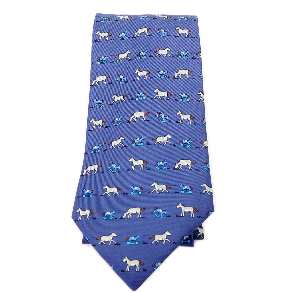 Printed Silk Tie Blue