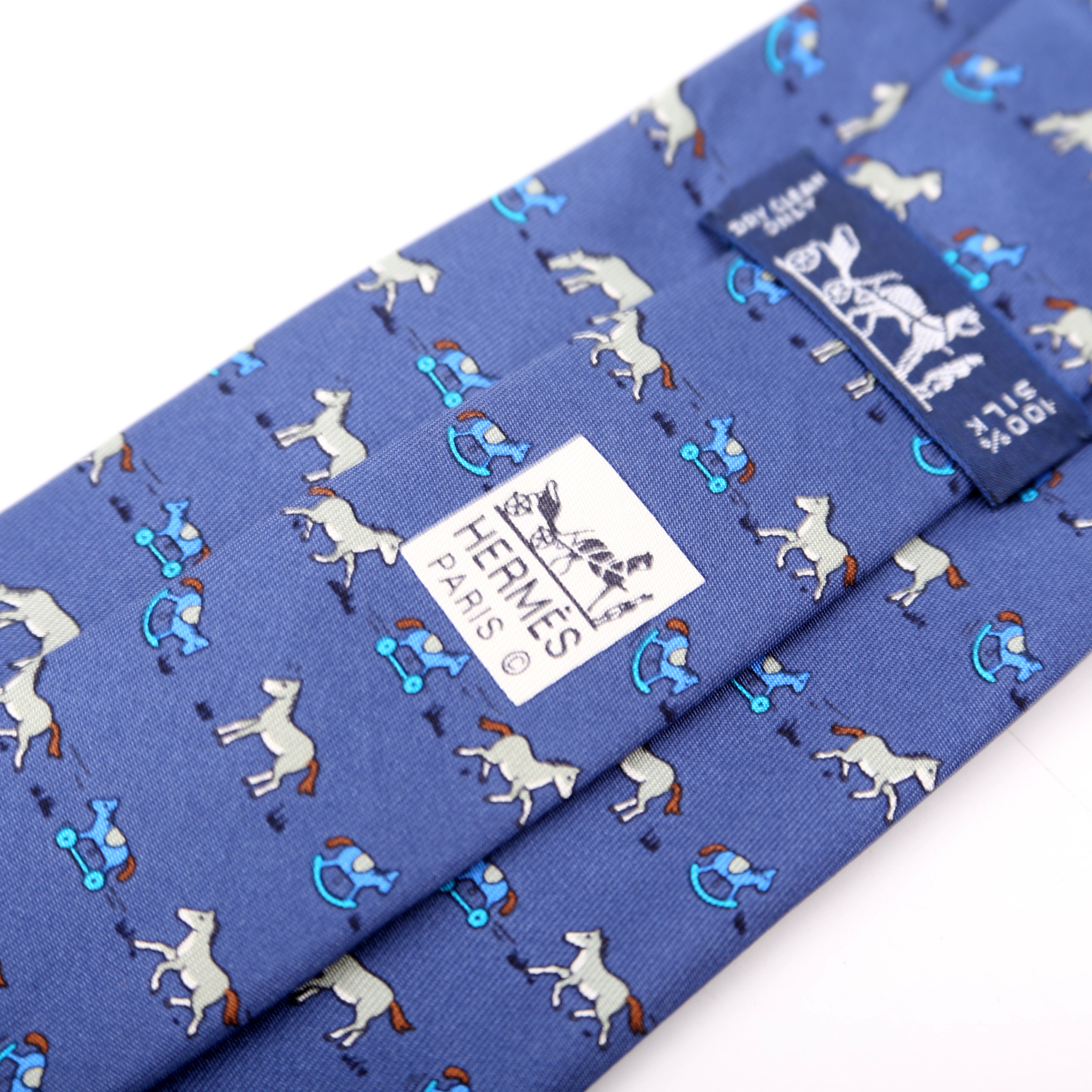 Printed Silk Tie Blue