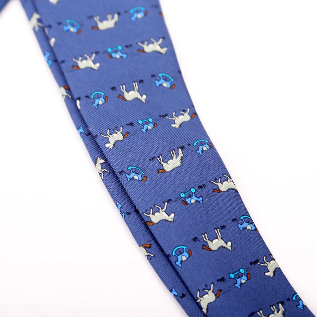 Printed Silk Tie Blue