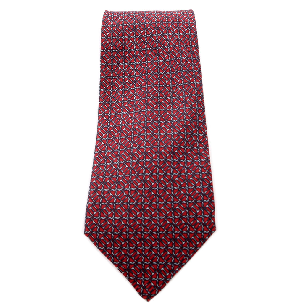 Printed Silk Tie Burgundy