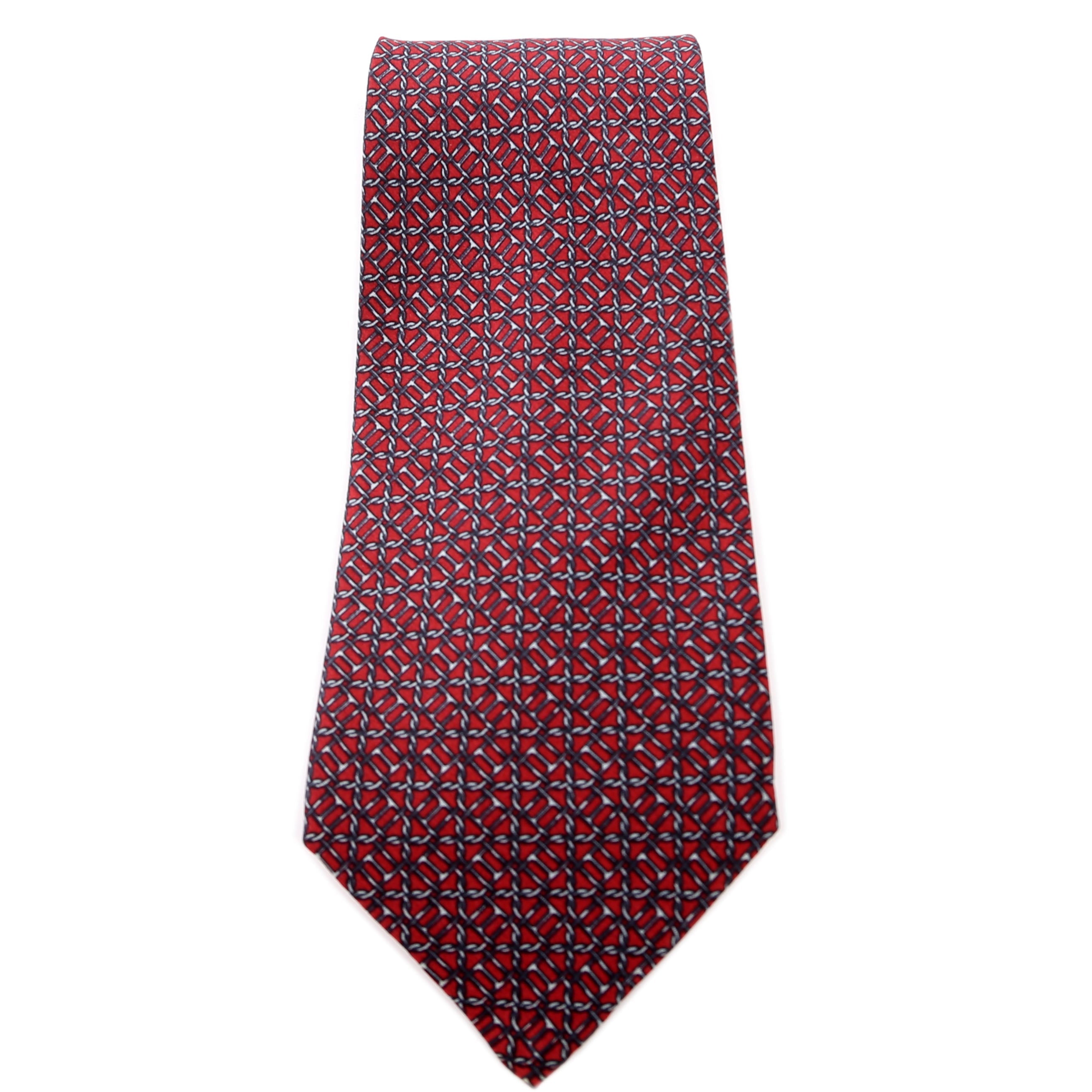 Printed Silk Tie Burgundy