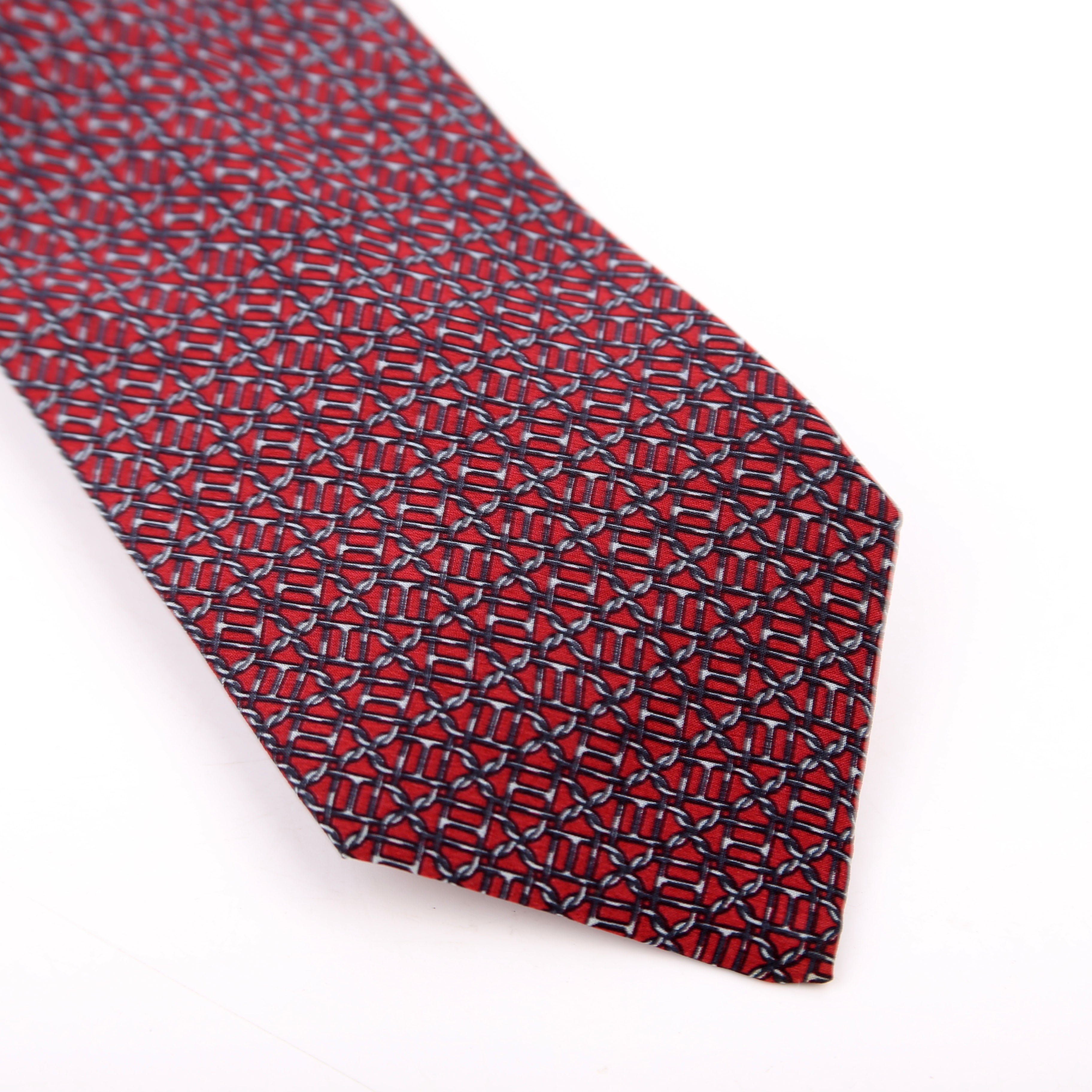 Printed Silk Tie Burgundy
