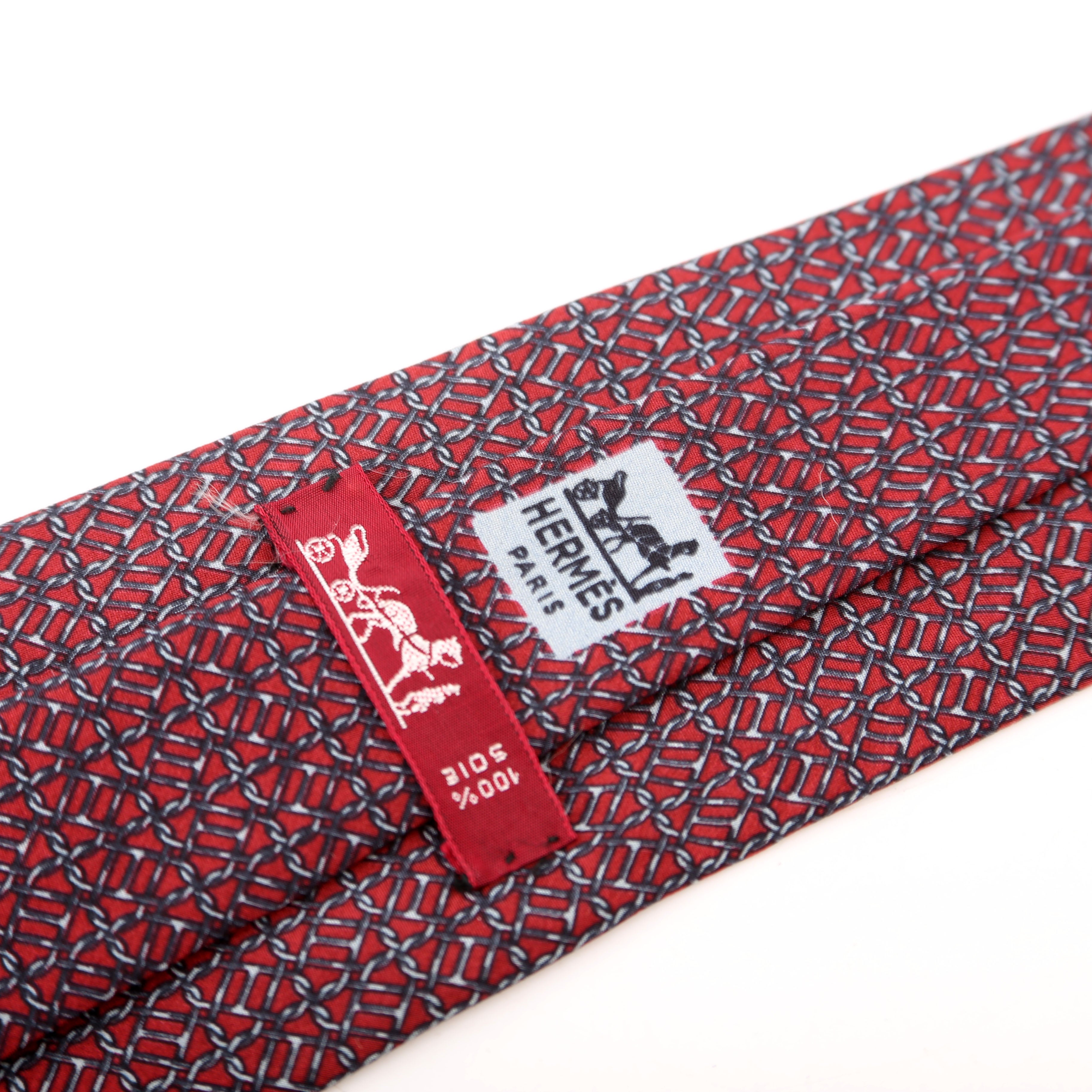 Printed Silk Tie Burgundy