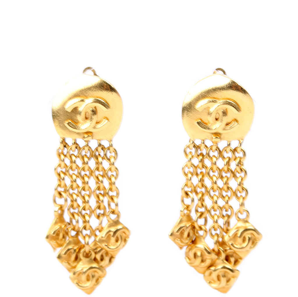 Coco Mark Swing Clip-On Vintage Earrings Gold