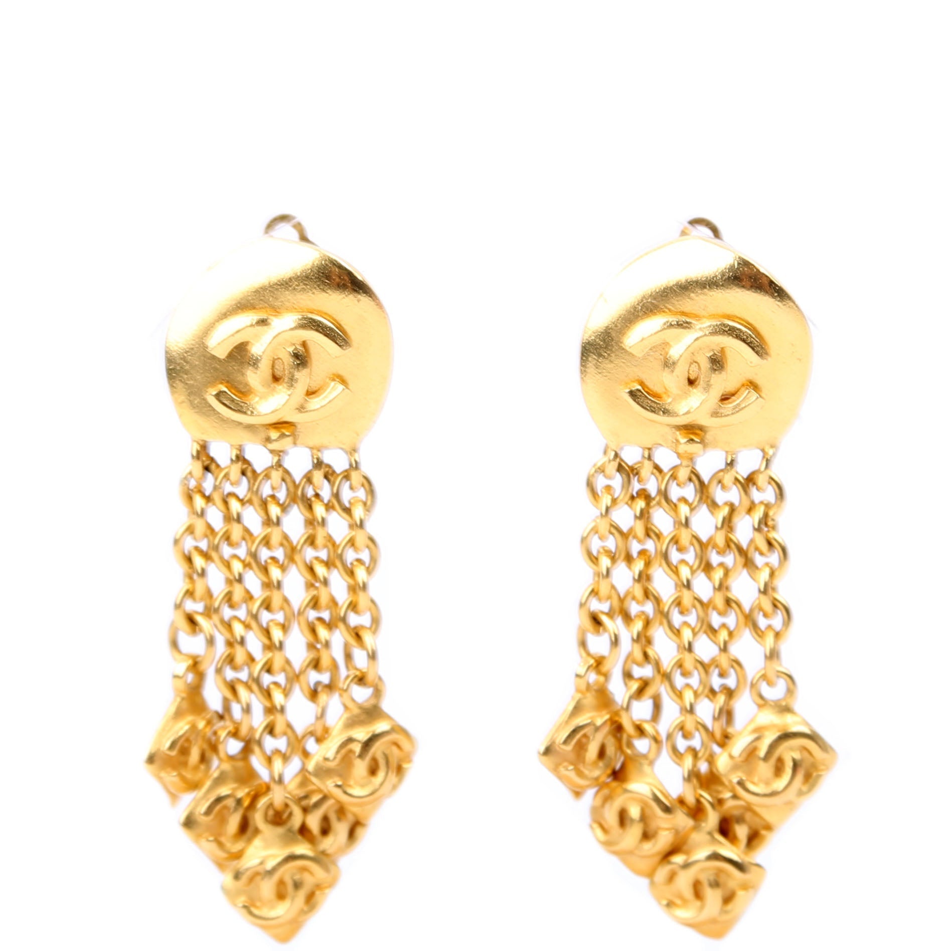 Coco Mark Swing Clip-On Vintage Earrings Gold