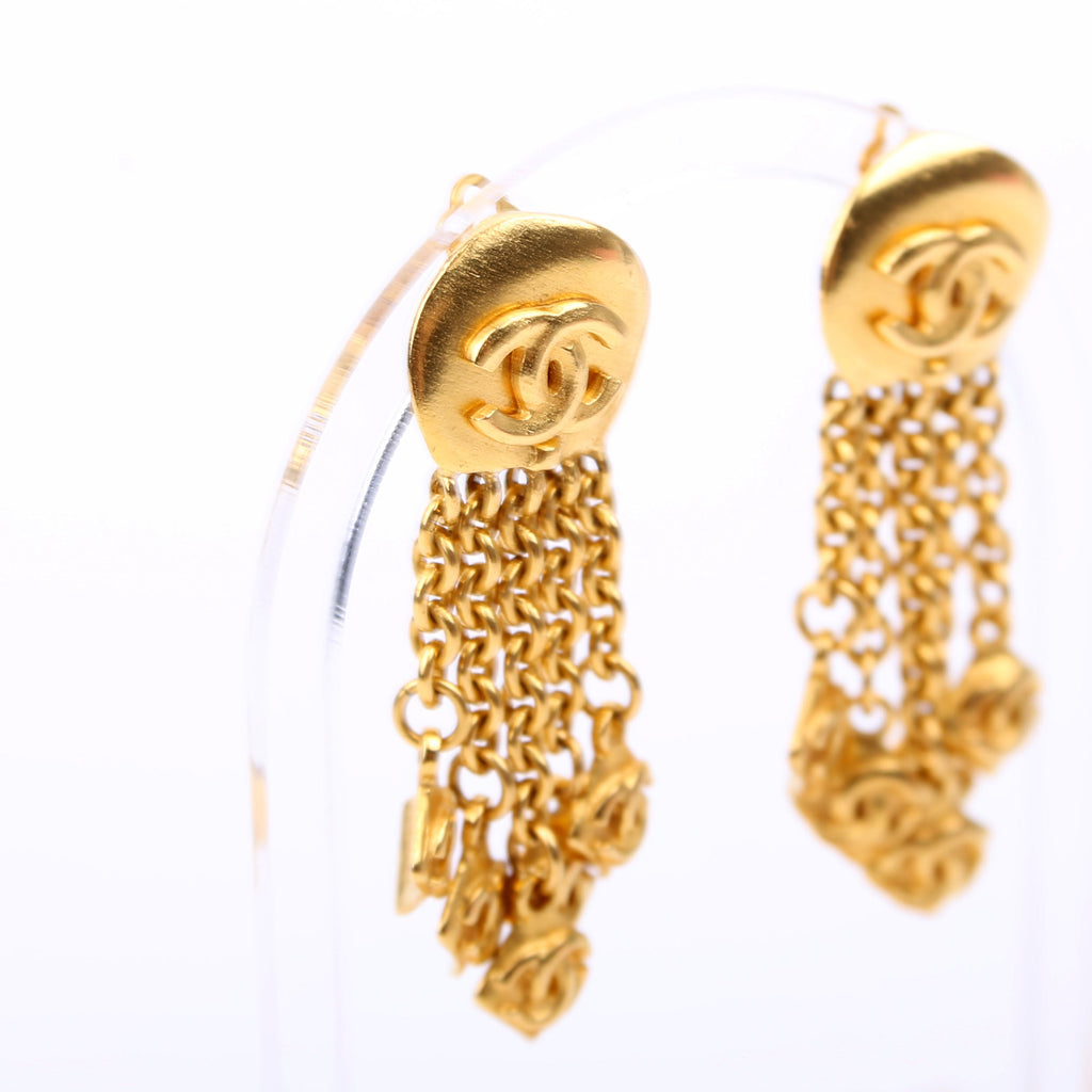 Coco Mark Swing Clip-On Vintage Earrings Gold