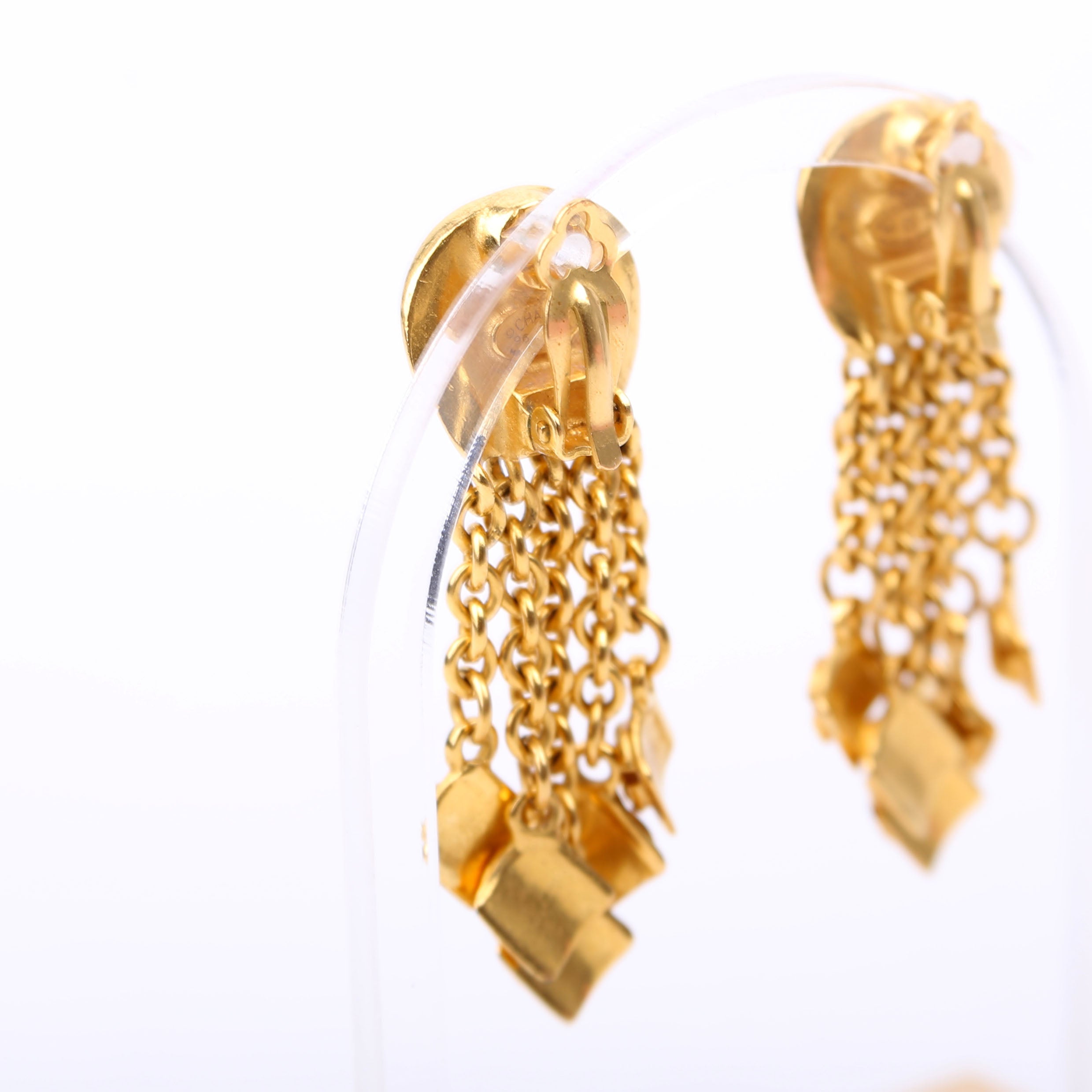 Coco Mark Swing Clip-On Vintage Earrings Gold