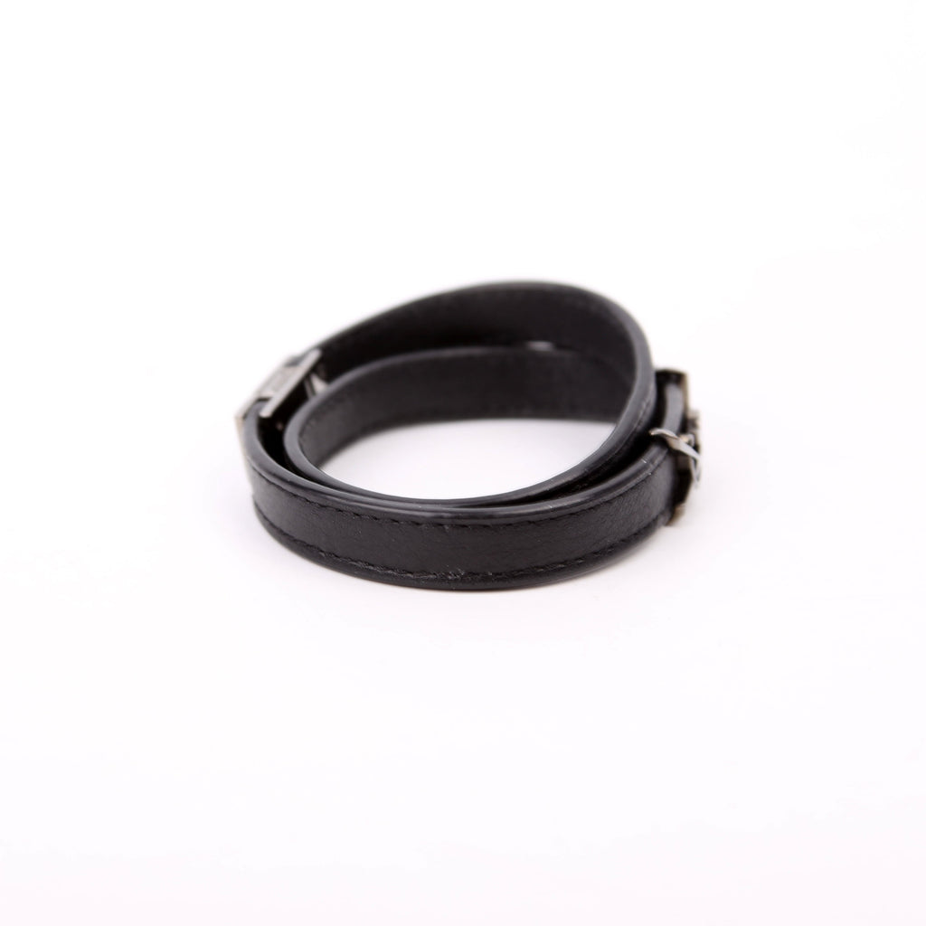 SAINT LAURENT Cassandre Double Wrap Bracelet Black