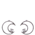 CC Crystal Moon Stud Earrings Silver