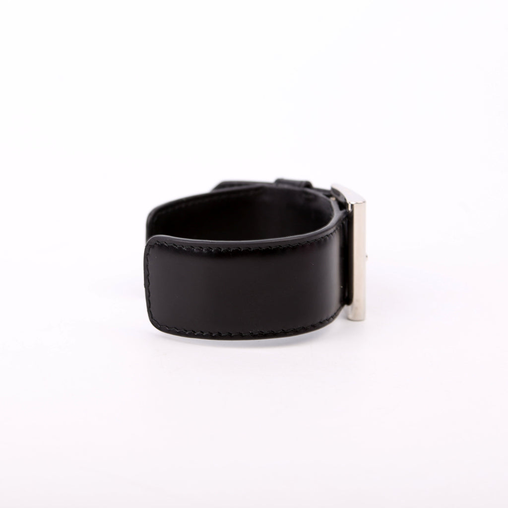 Triangle Logo Leather Arm Cuff Bracelet Black