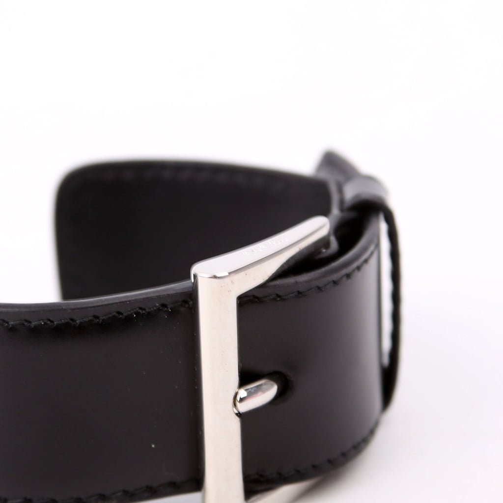 Triangle Logo Leather Arm Cuff Bracelet Black