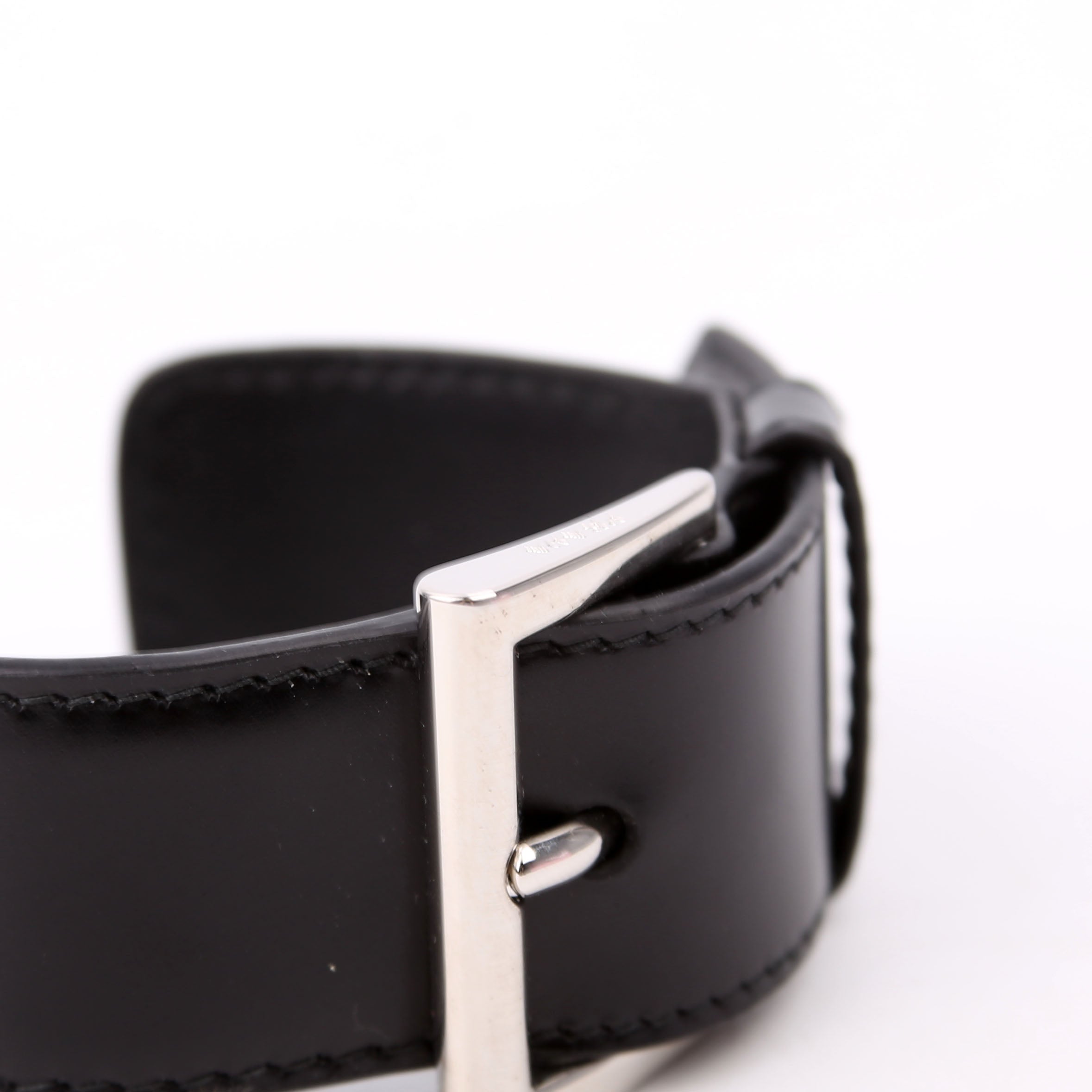 Triangle Logo Leather Arm Cuff Bracelet Black