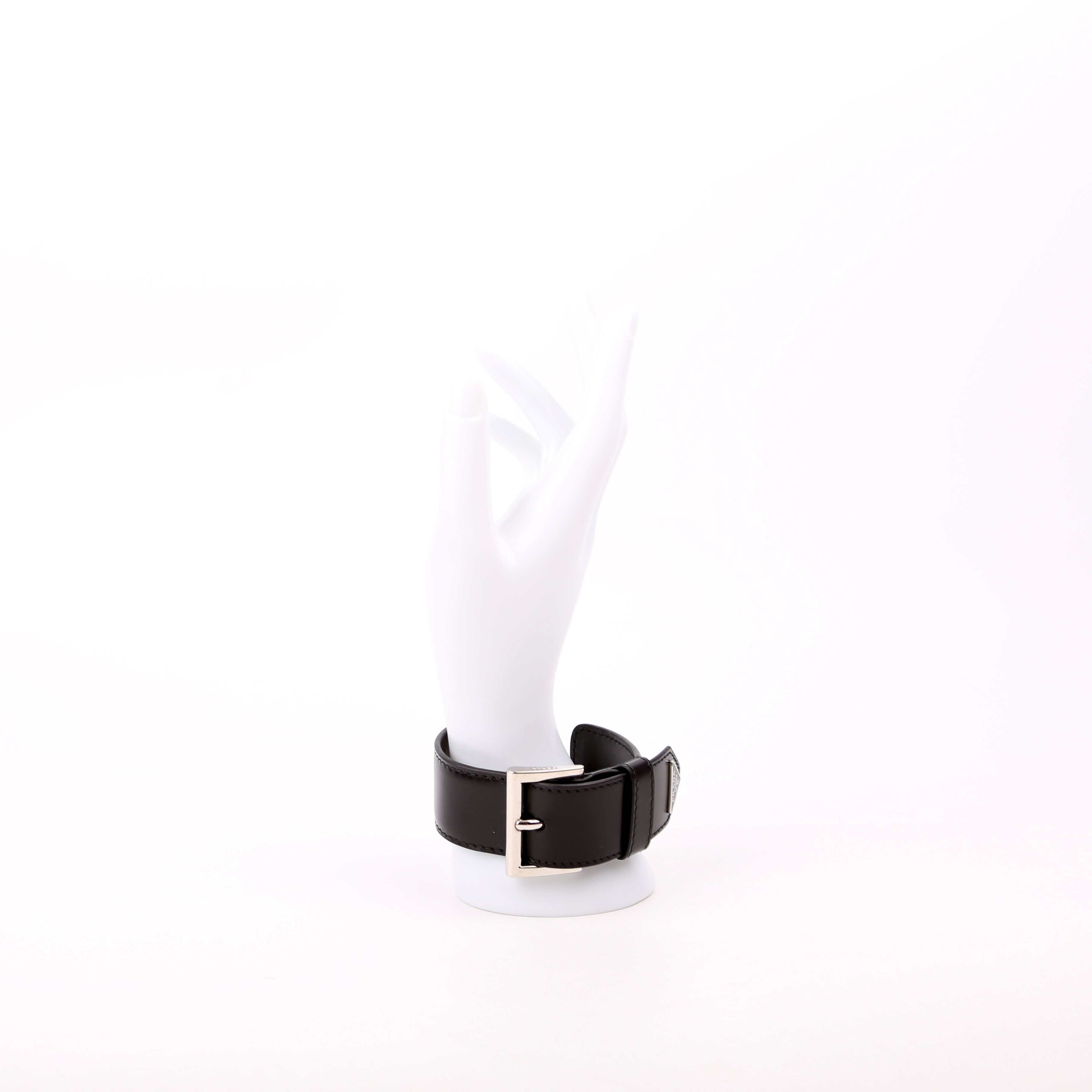 Triangle Logo Leather Arm Cuff Bracelet Black
