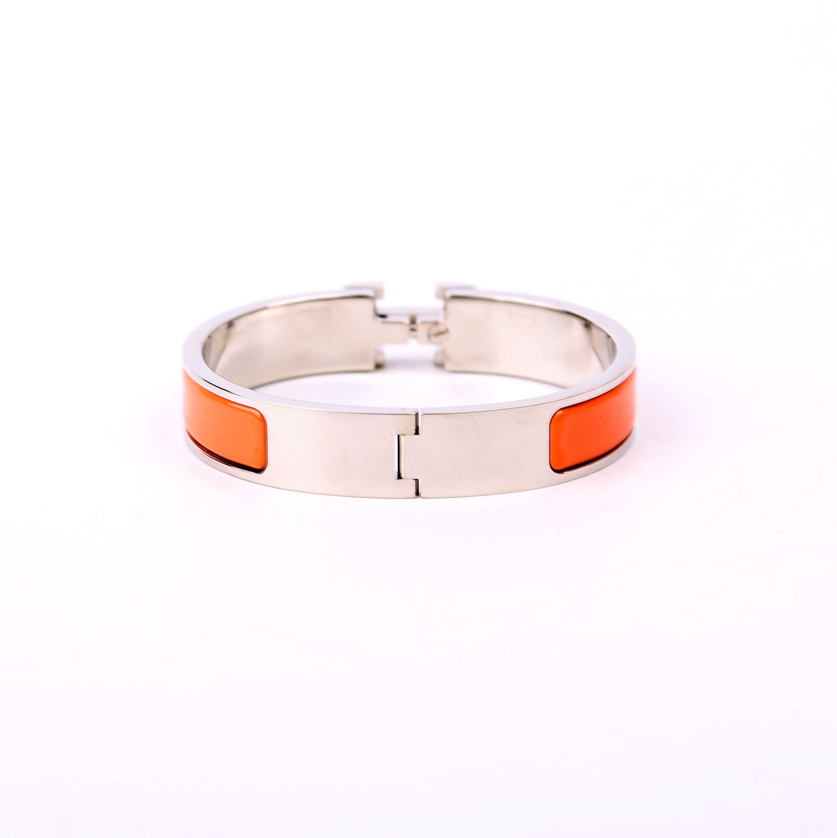 Hermes Clic Clac Narrow PM Bracelet Peach/Silver