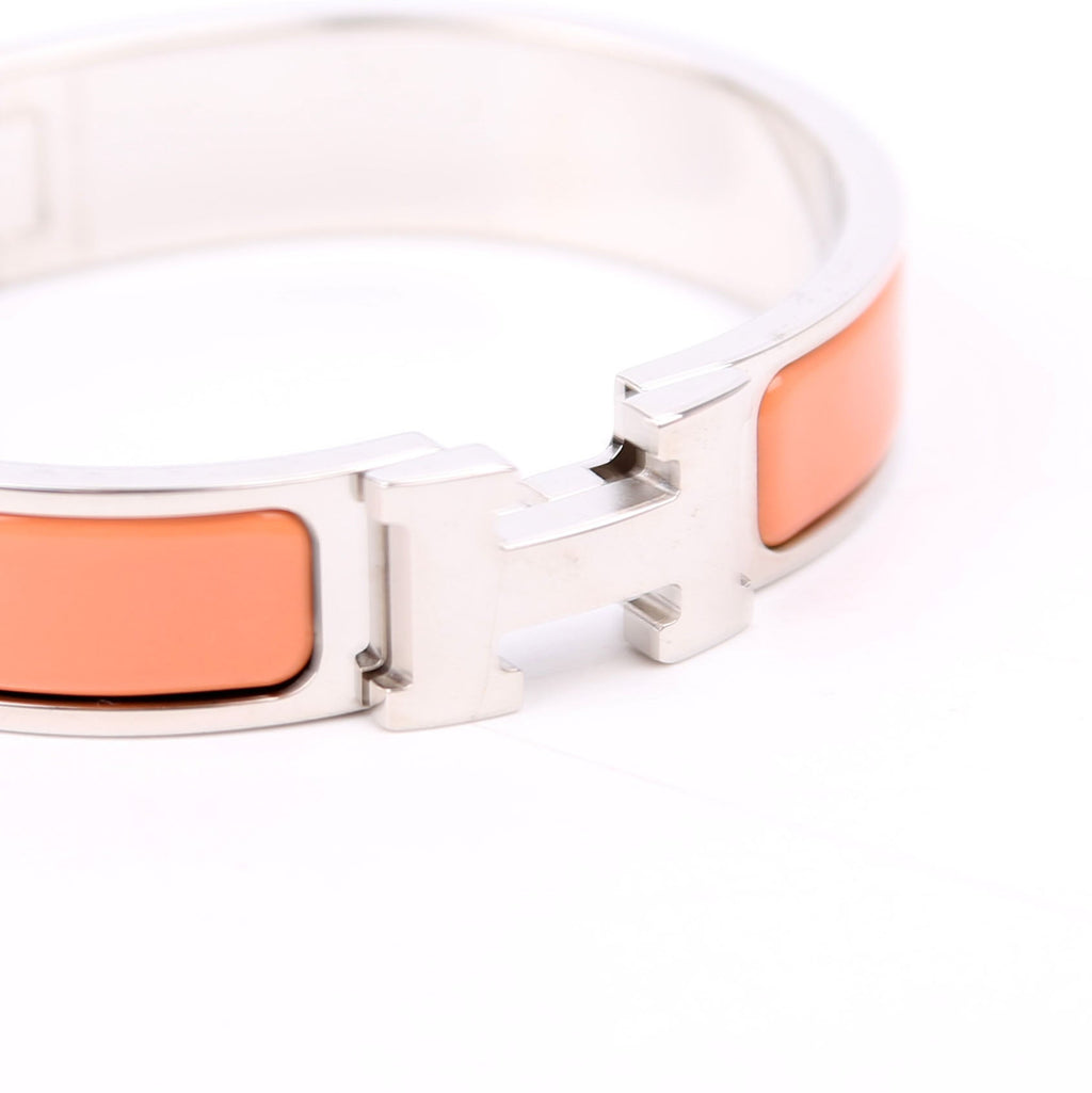 Hermes Clic Clac Narrow PM Bracelet Peach/Silver