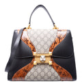476435 GG Supreme/Snakeskin Osiride Medium Top Handle Bag Black/Beige