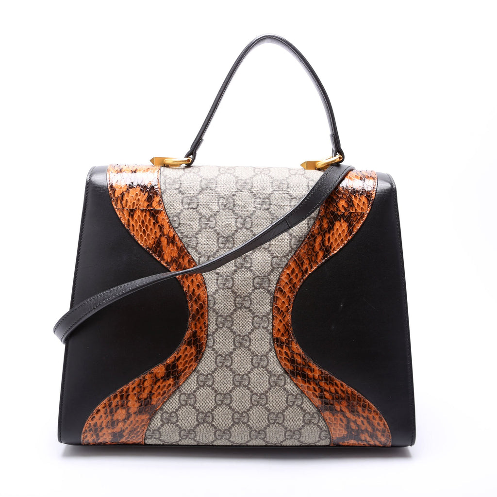 476435 GG Supreme/Snakeskin Osiride Medium Top Handle Bag Black/Beige