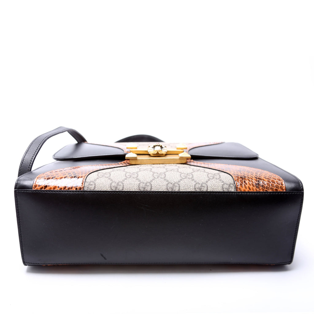 476435 GG Supreme/Snakeskin Osiride Medium Top Handle Bag Black/Beige