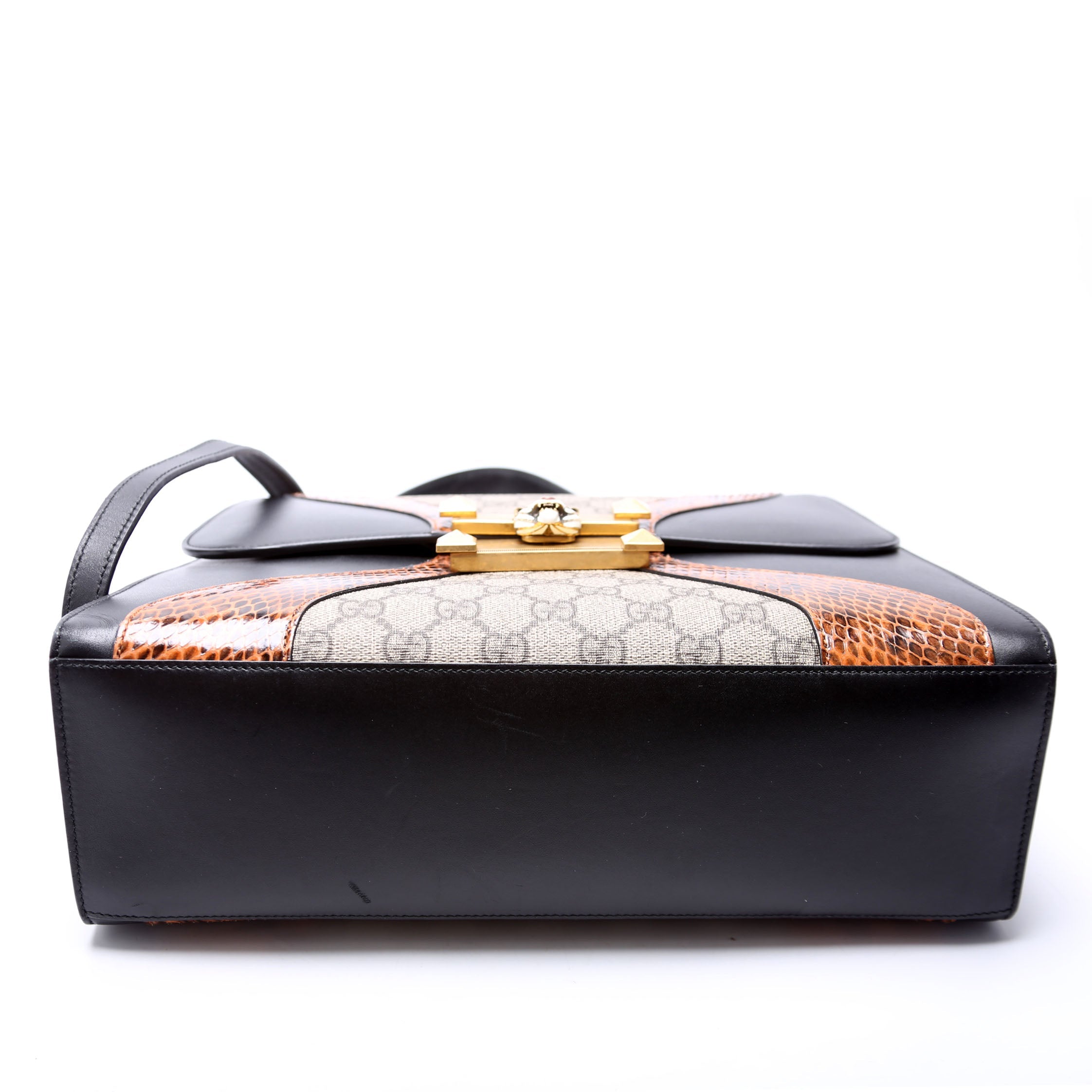 476435 GG Supreme/Snakeskin Osiride Medium Top Handle Bag Black/Beige