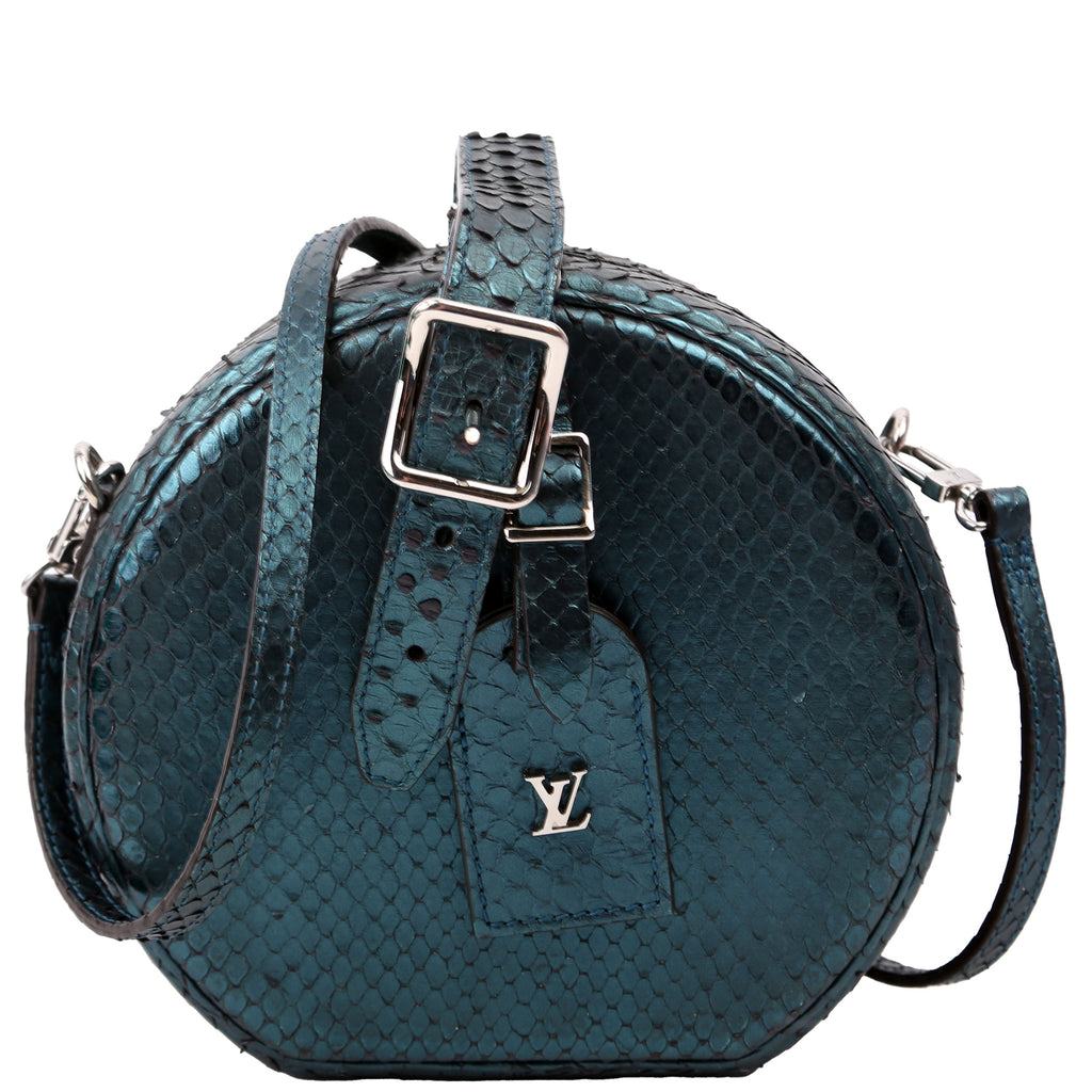 Petite Boite Chapeau Snakeskin Teal