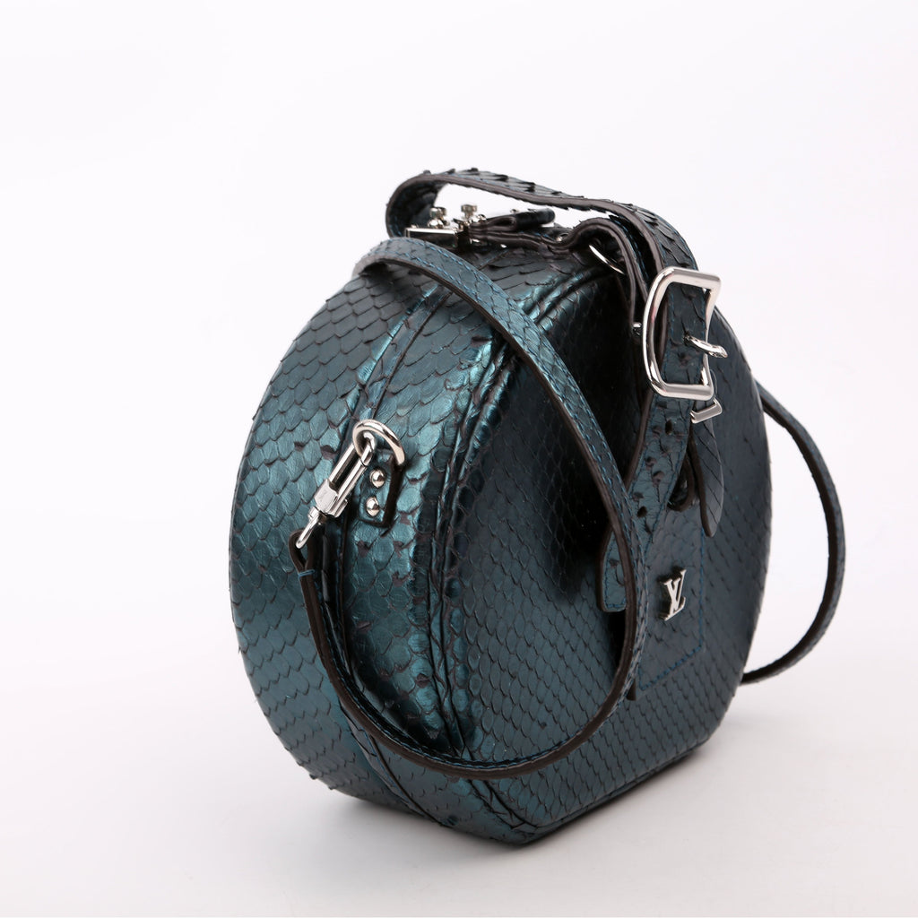 Petite Boite Chapeau Snakeskin Teal