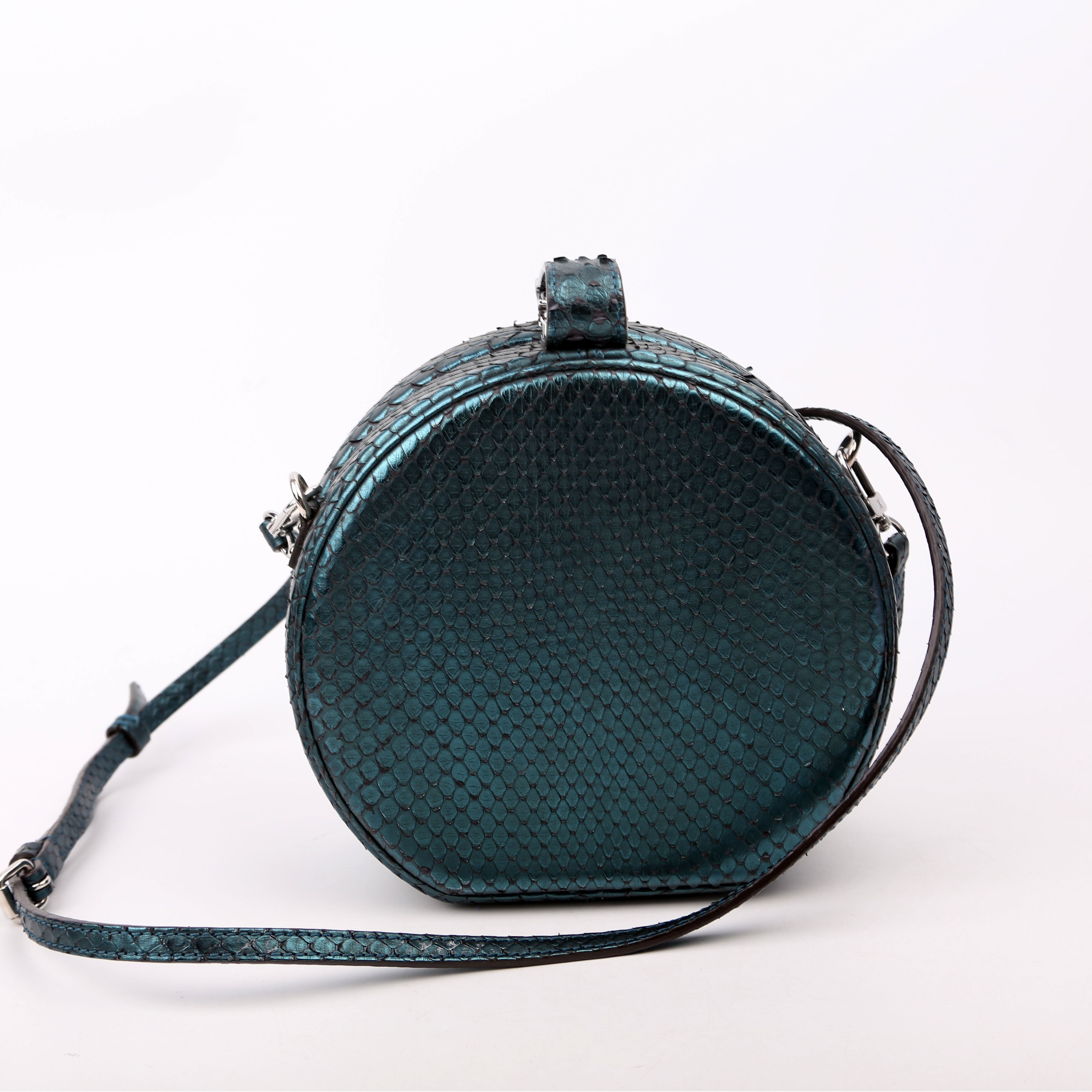 Petite Boite Chapeau Snakeskin Teal