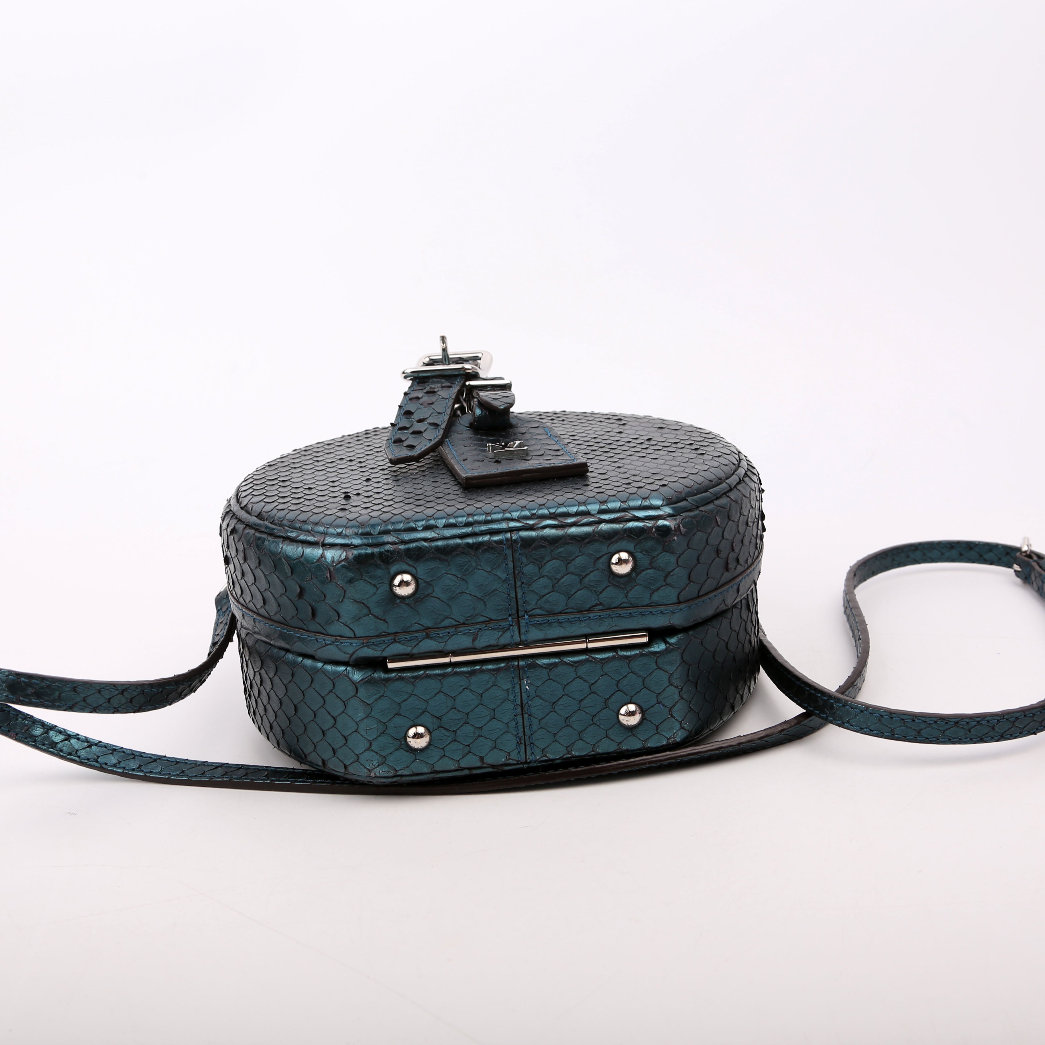 Petite Boite Chapeau Snakeskin Teal