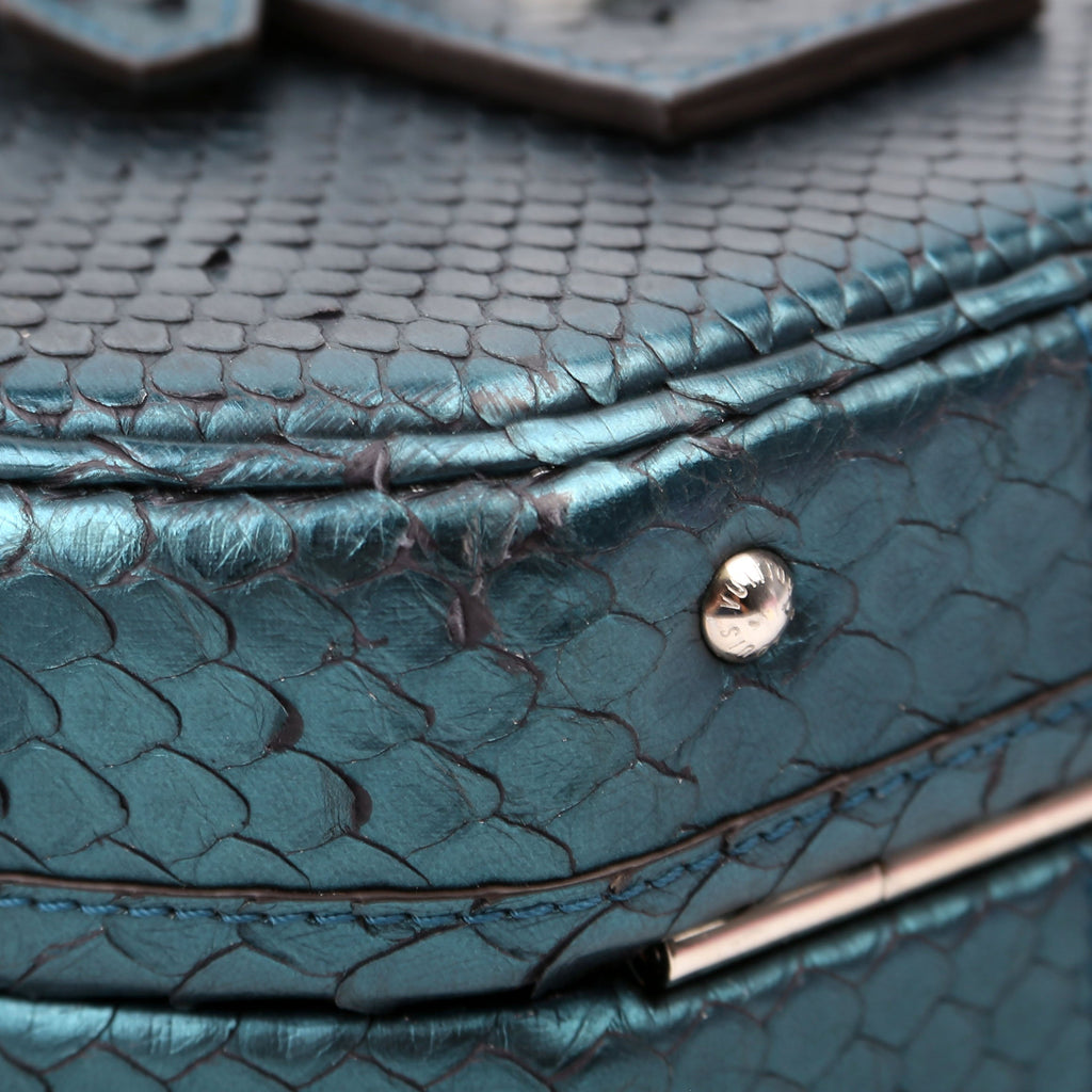 Petite Boite Chapeau Snakeskin Teal