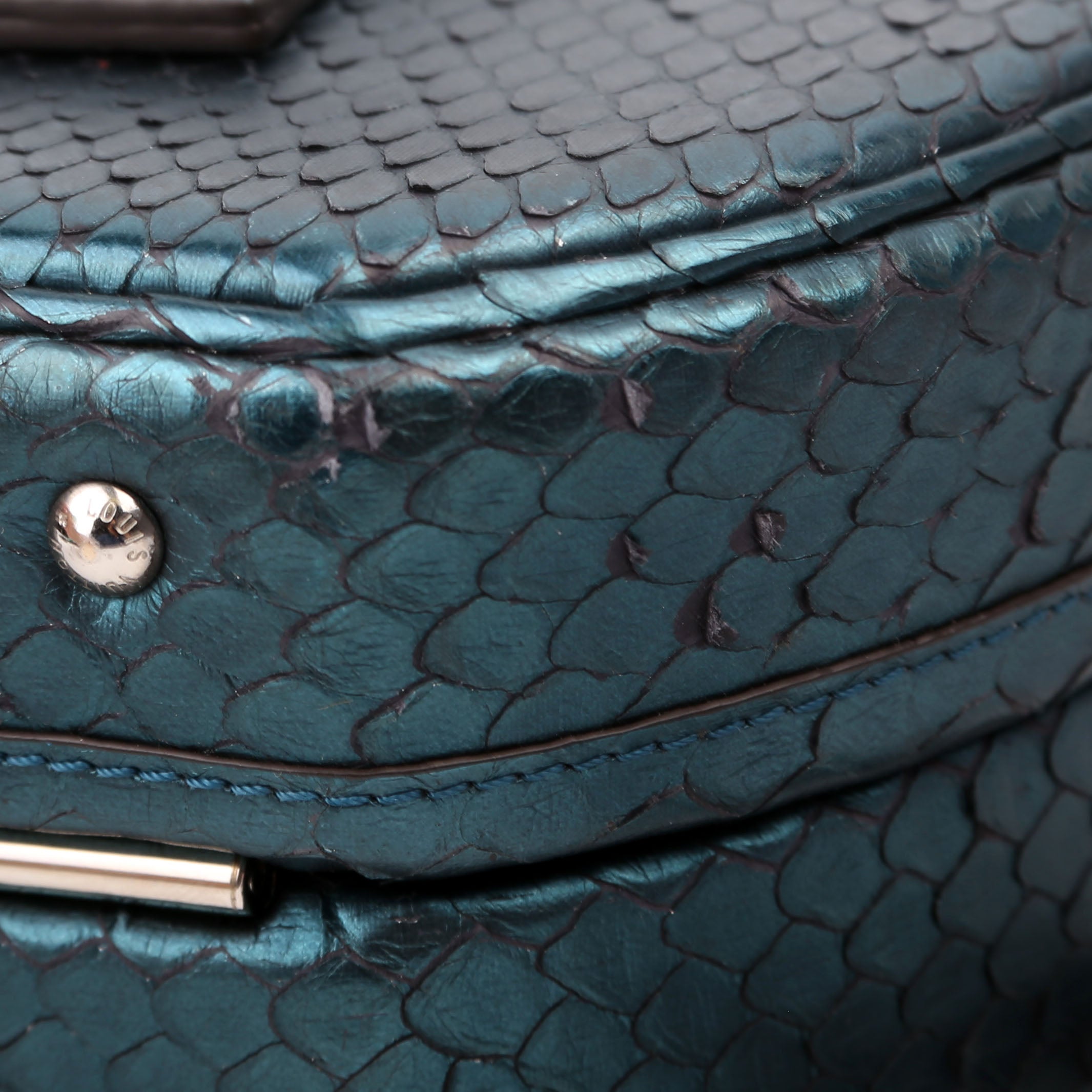 Petite Boite Chapeau Snakeskin Teal