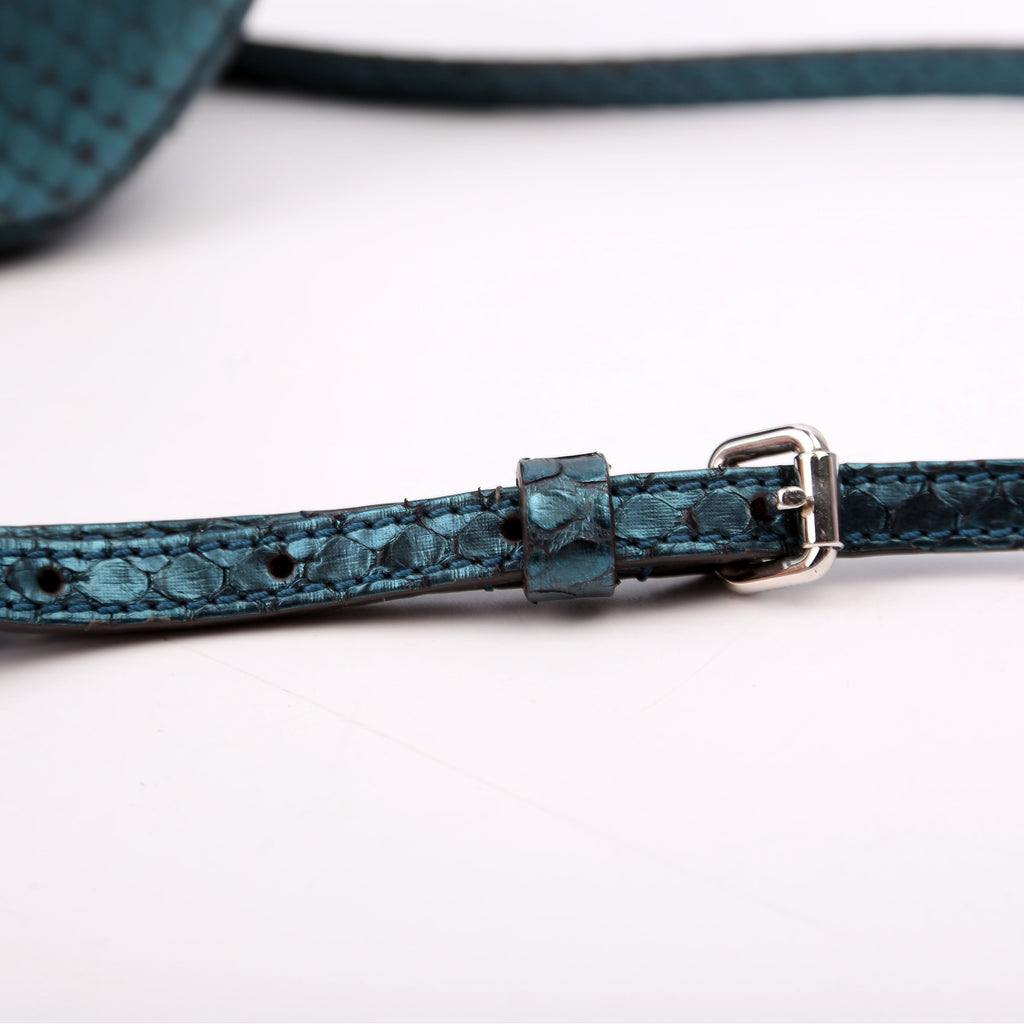 Petite Boite Chapeau Snakeskin Teal