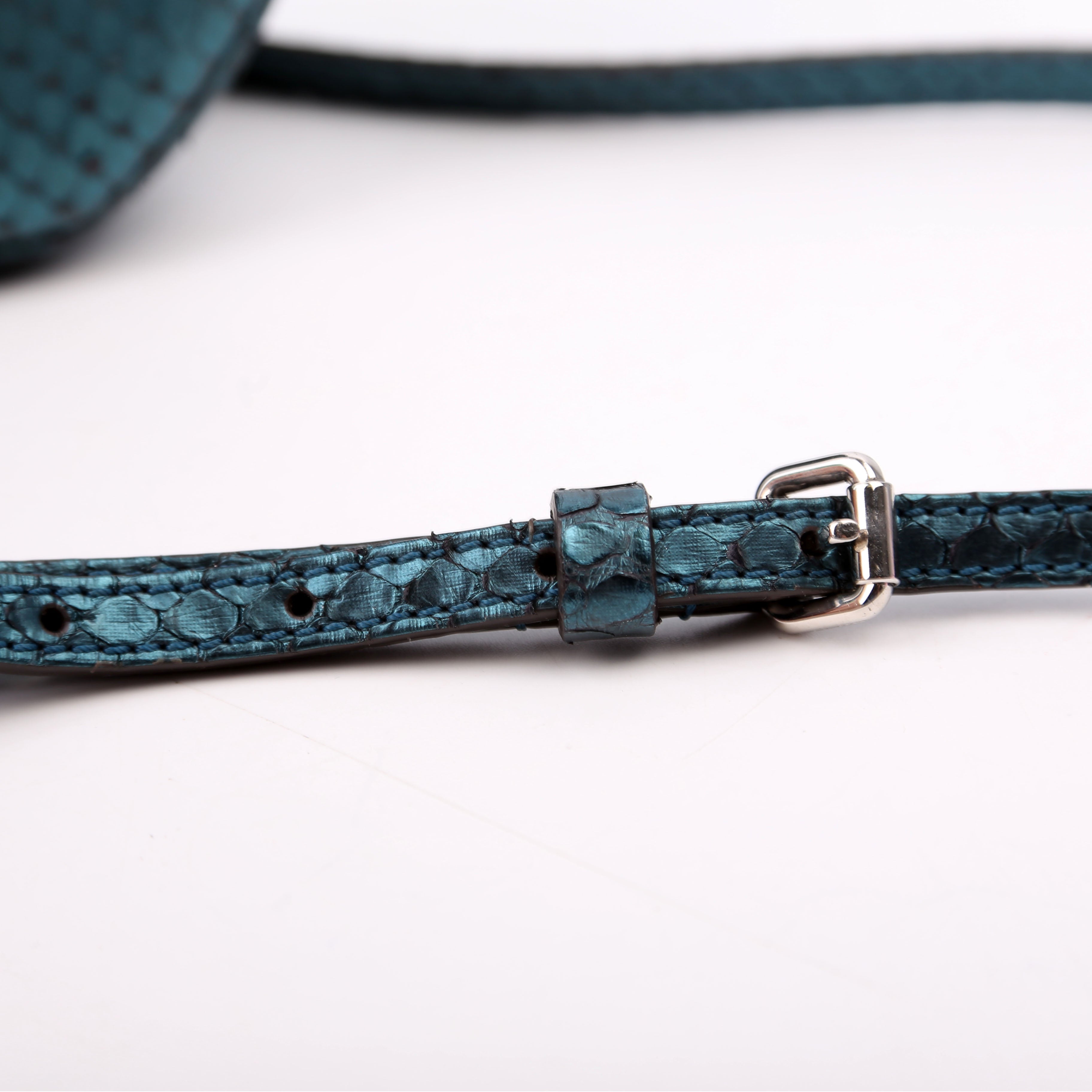 Petite Boite Chapeau Snakeskin Teal