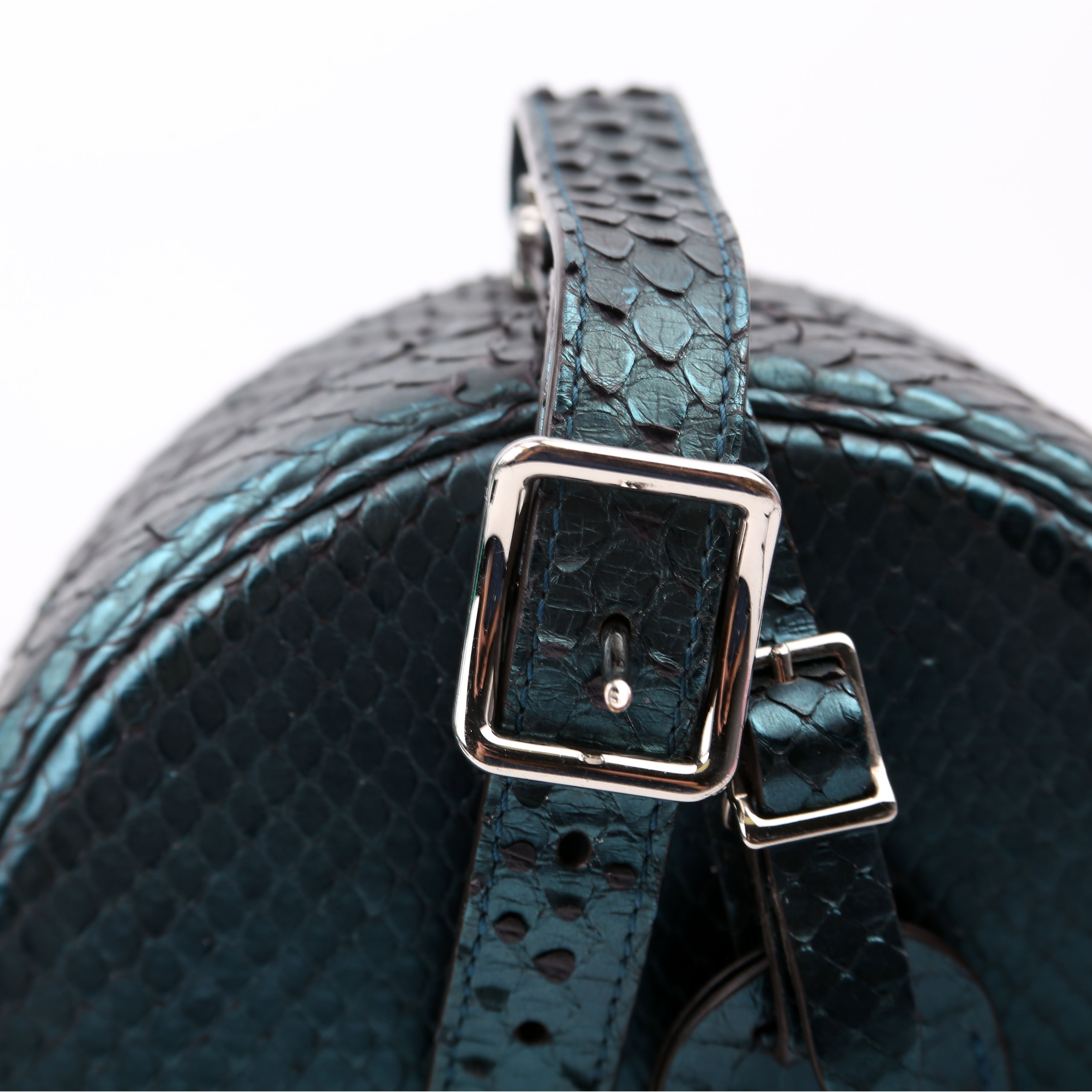 Petite Boite Chapeau Snakeskin Teal