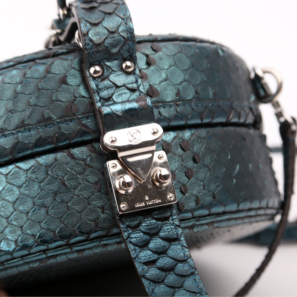 Petite Boite Chapeau Snakeskin Teal