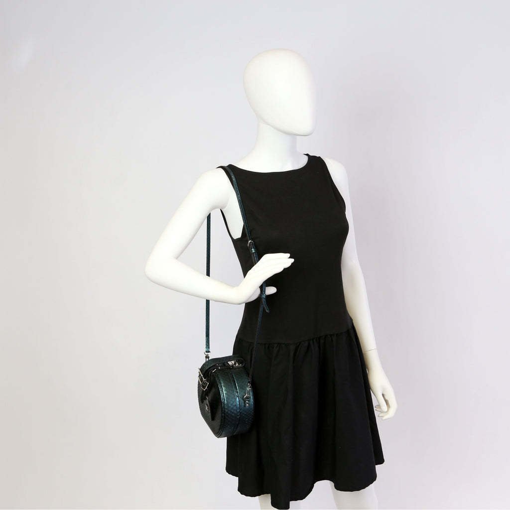Petite Boite Chapeau Snakeskin Teal