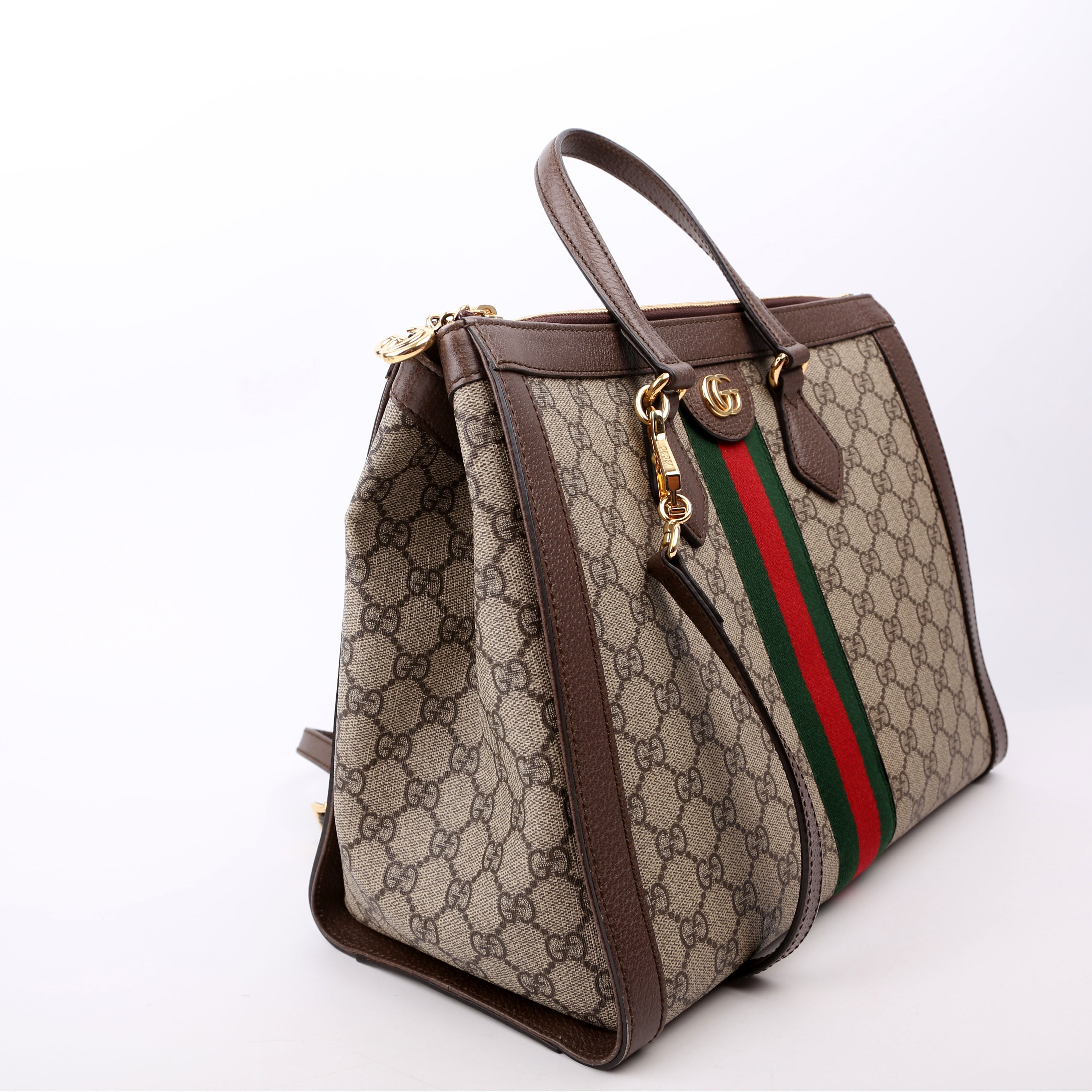 524537 Ophidia GG Medium Tote Brown