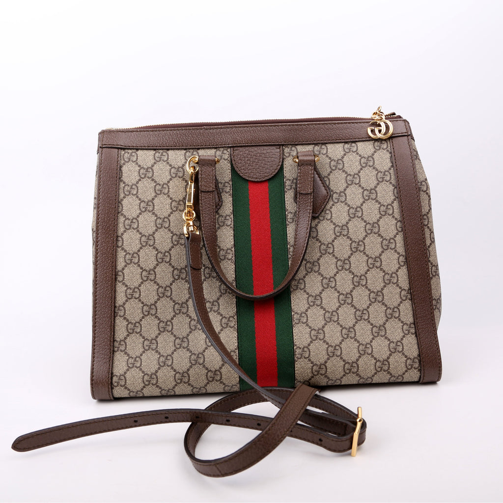 524537 Ophidia GG Medium Tote Brown
