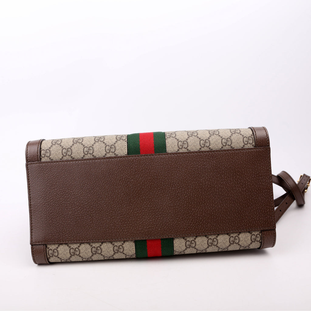 524537 Ophidia GG Medium Tote Brown