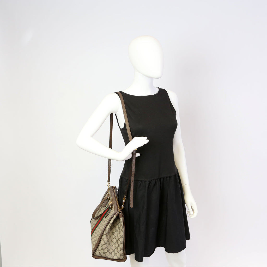 524537 Ophidia GG Medium Tote Brown