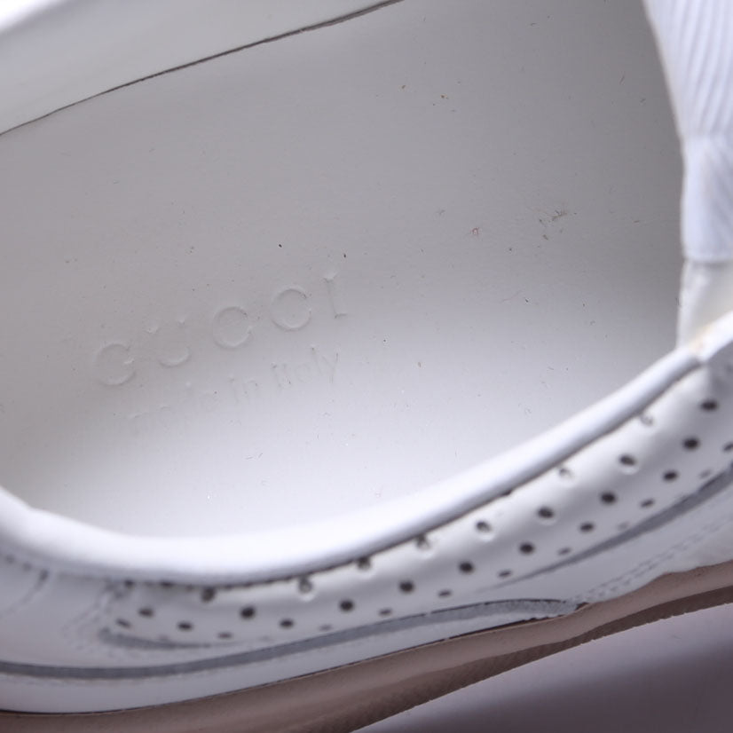 GG Embossed Leather Sneakers Size 38 White/Peach
