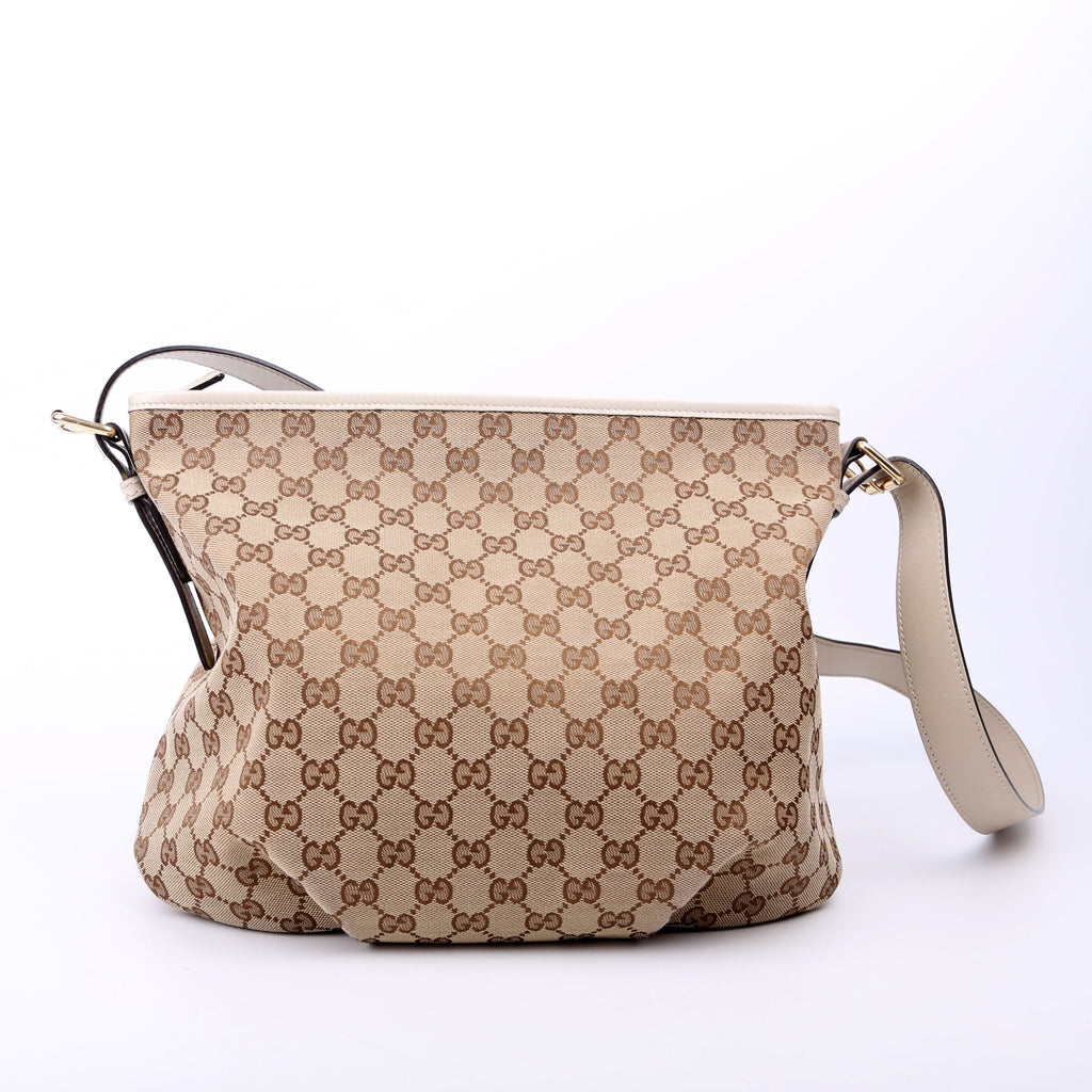 388930 GG Canvas Shoulder Bag White