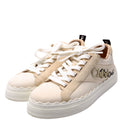 Scalloped Canvas Sneakers Size 40 Beige